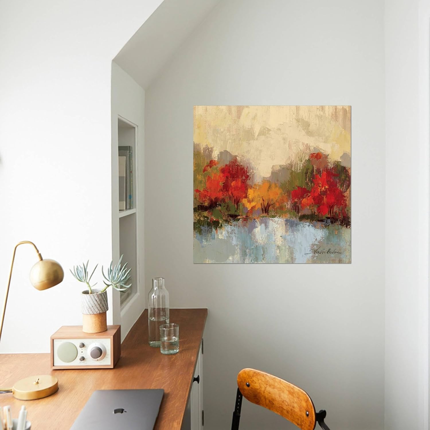 Silvia Vassileva – Lienzo decorativo para pared, diseño de otoño Riverside I, decoración escénica, 24 x 24 pulgadas