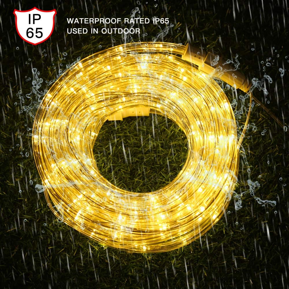 Cuerda de luces LED de 33 pies, 110 V, 2 cables conectables para exteriores, 240 luces LED impermeables para interiores y exteriores, para cubierta,