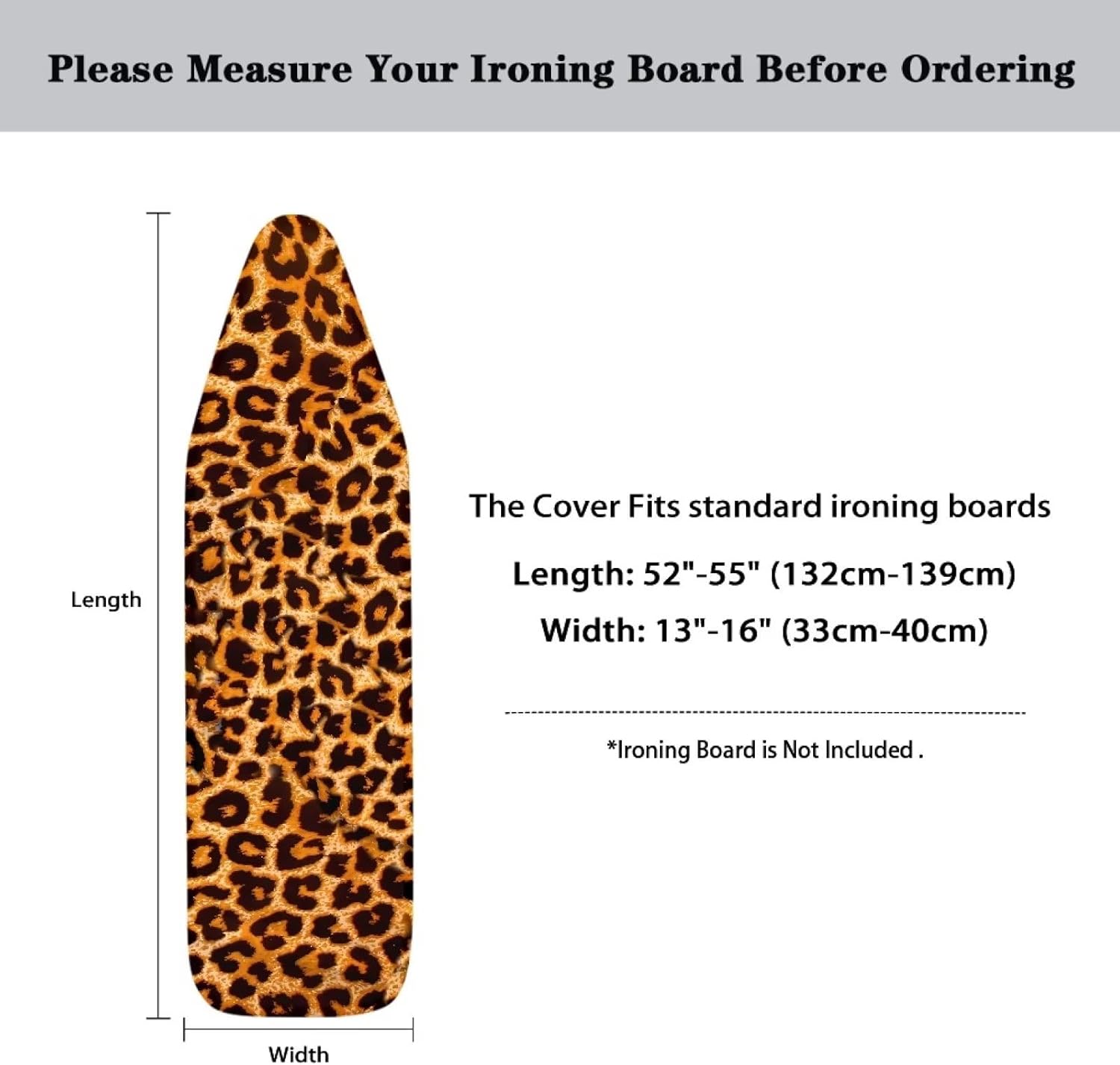 Funda para tabla de planchar de leopardo y almohadilla de tamaño estándar para tabla de planchar y almohadilla de ventilación extra ancha para mesa