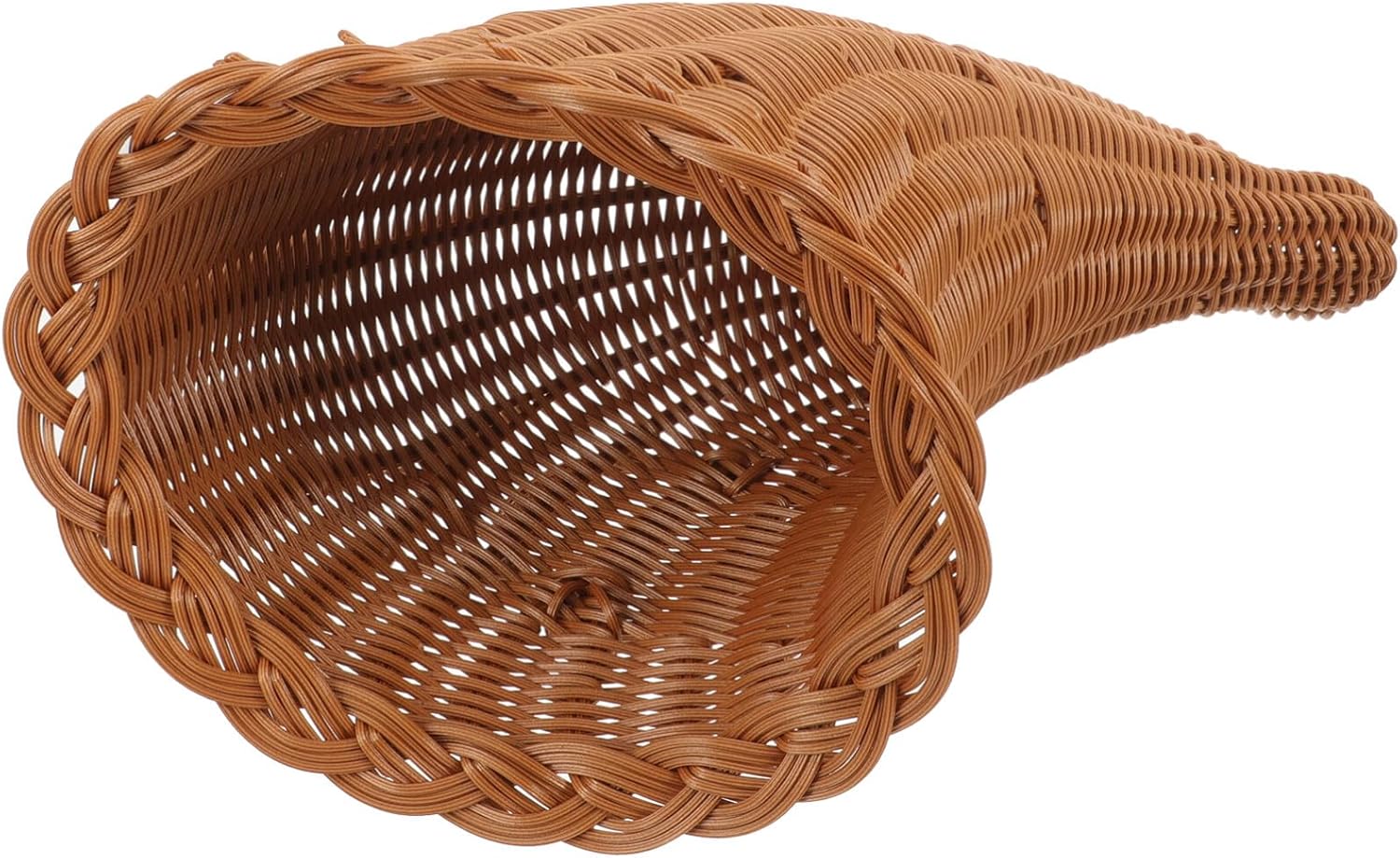 GANAZONO Cesta de cuerno de cornucopia de mimbre de Acción de Gracias, cesta de cosecha, decoración de otoño, cesta de mimbre, cesta de mimbre para