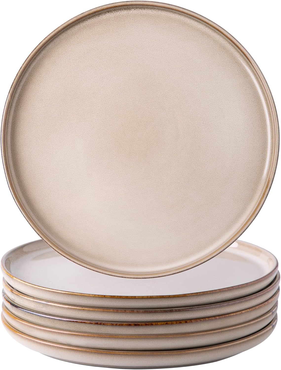 AmorArc Juego de 6 platos de cerámica de 8.5 pulgadas, juego de platos de cerámica esmaltada reactiva, postre, ensalada, aperitivo, platos pequeños,
