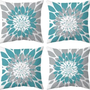 Qahing Paquete de 4 fundas de almohada impermeables para exteriores de 16 x 16 pulgadas, decorativas, cuadradas, para jardín, muebles de patio, Qahing Paquete de 4 fundas de almohada impermeables para exteriores de 16 x 16 pulgadas, decorativas, cuadradas, para jardín, muebles de patio,