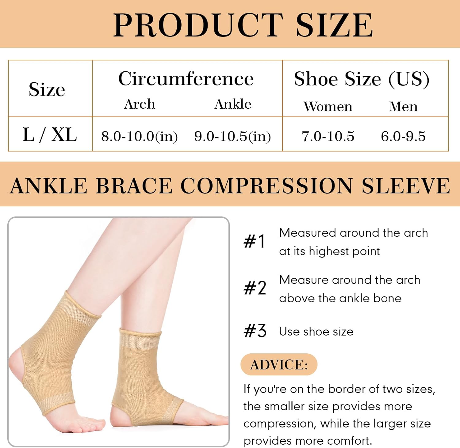 6 tobilleras de compresión transpirables para hombres y mujeres, calcetines de compresión de tobillo para hinchazón, fascitis plantar, esguince (XL)