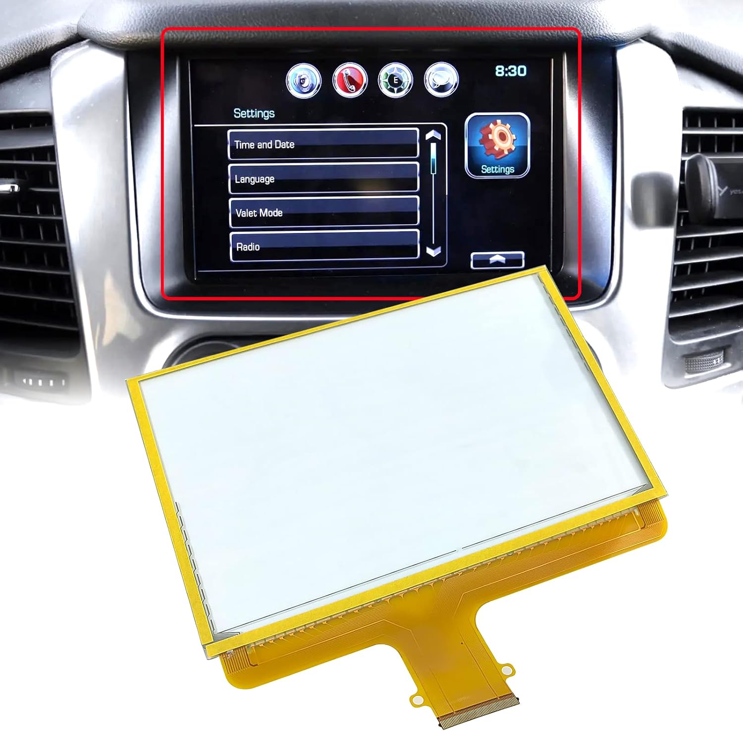 Digitalizador de pantalla táctil LCD de 8 pulgadas, repuesto de 55 pines, compatible con Chevrolet Suburban Colorado Tahoe GMC Yukon Canyon Sierra