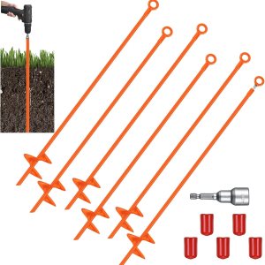 Lasnten Juego de 6 piezas de 30 pulgadas de anclaje en espiral de anclaje de tierra resistente, juego de anclaje de metal con estacas de viento, Lasnten Juego de 6 piezas de 30 pulgadas de anclaje en espiral de anclaje de tierra resistente, juego de anclaje de metal con estacas de viento,