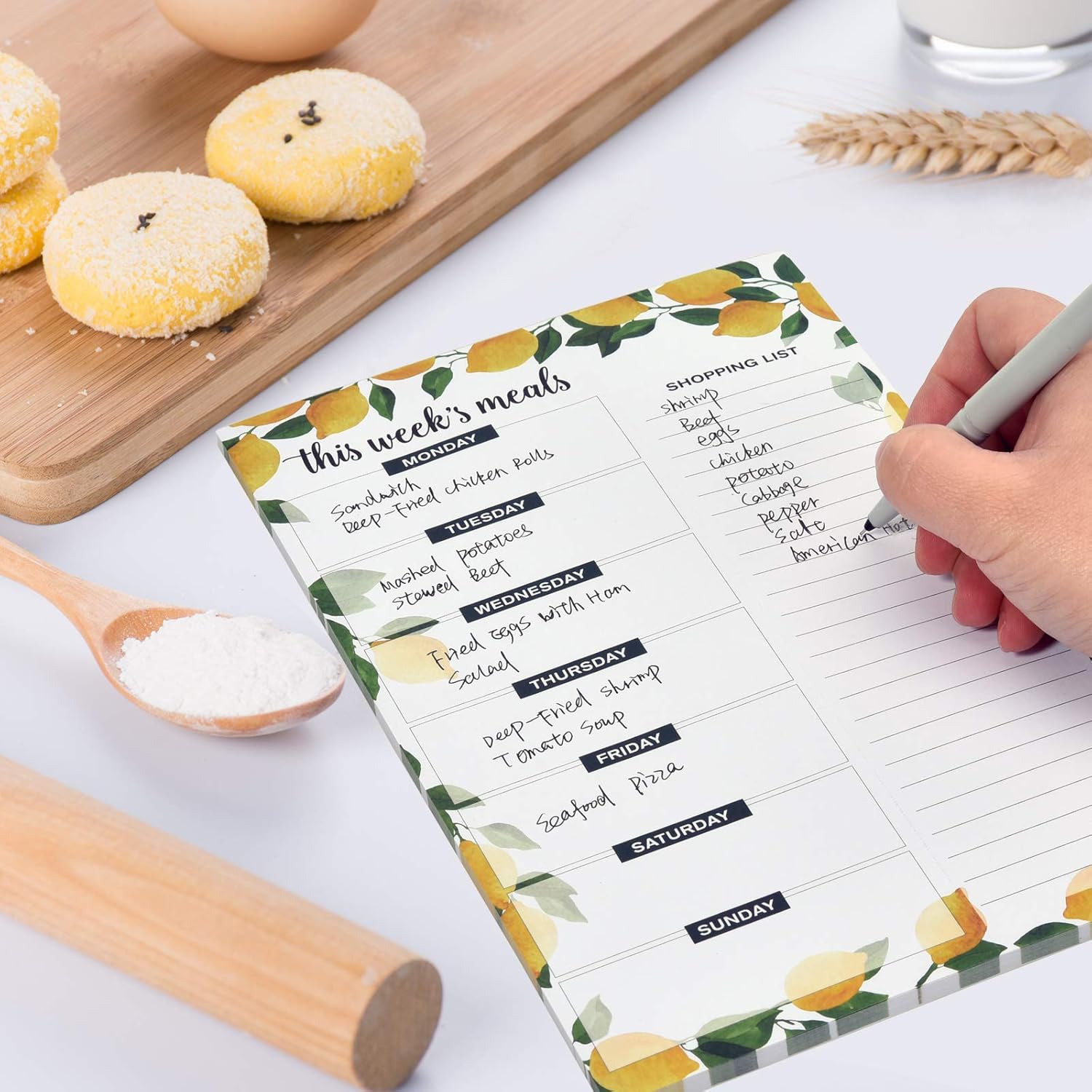 Planificador semanal de comidas, bloc de notas magnético para refrigerador con 2.82 oz, 50 hojas de lista de comestibles, 6 x 9 pulgadas,