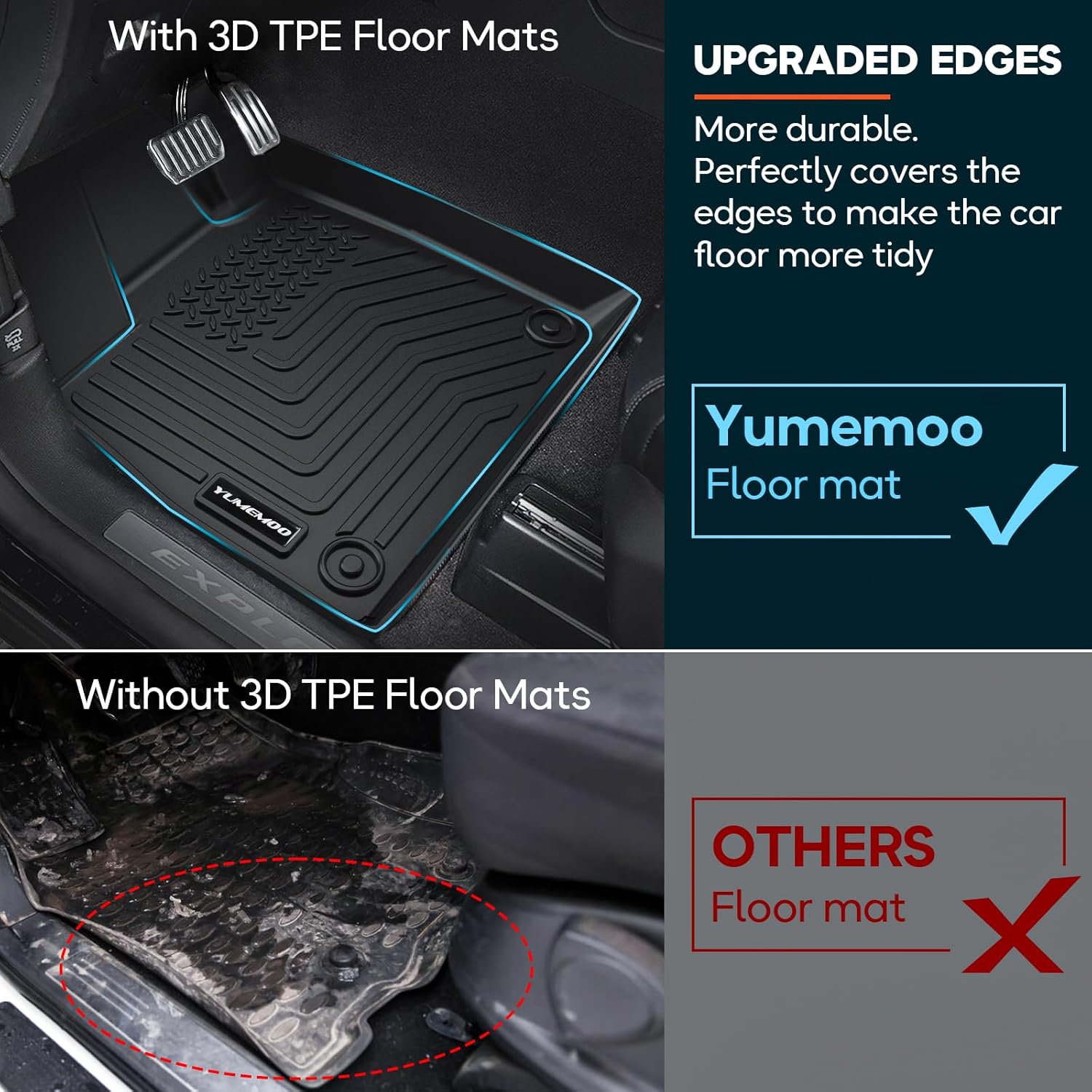 Yumemoo Alfombrillas para todo tipo de clima para Honda Pilot 2023 2024, forros de goma TPE de ajuste personalizado para Honda Pilot 2024 2023,