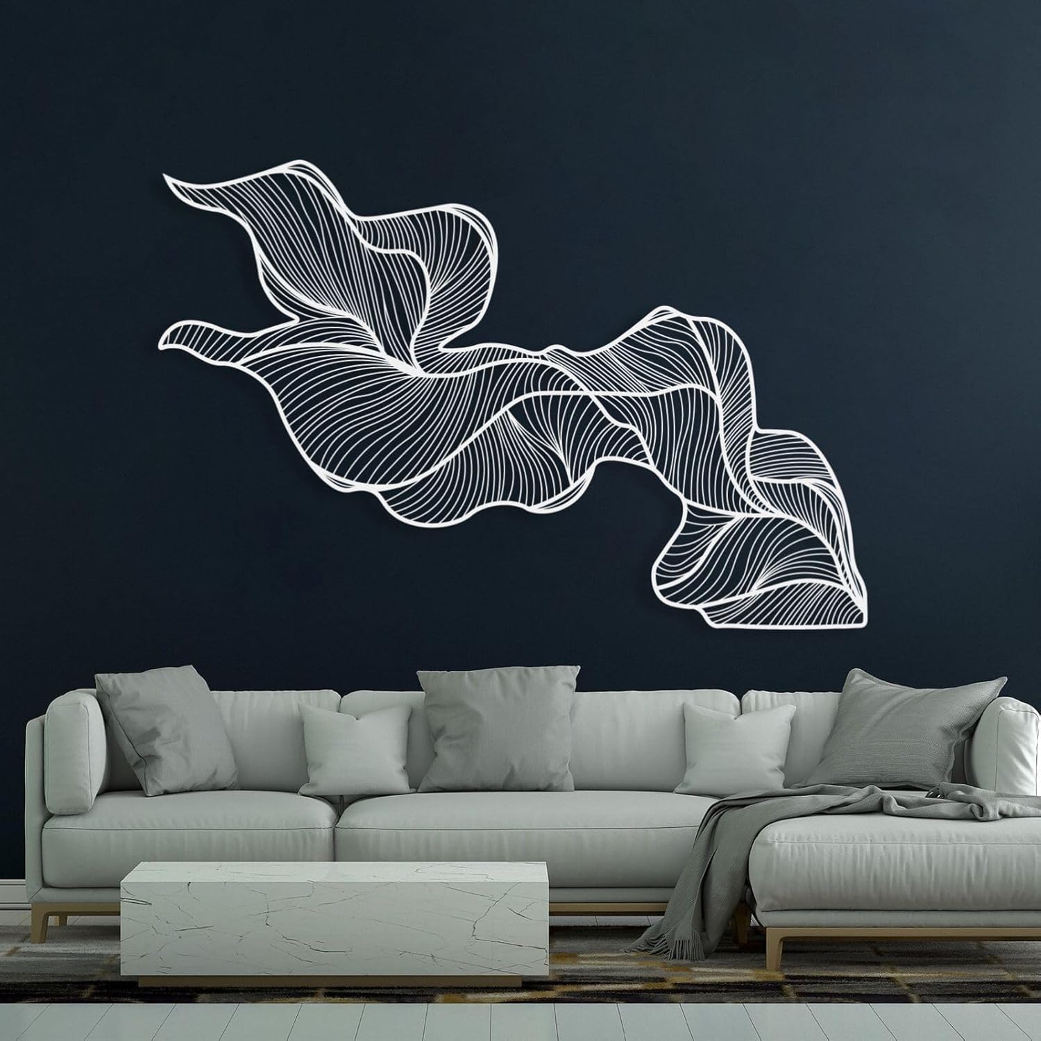 Arte abstracto de pared de metal, arte de pared de líneas de metal, decoración moderna de pared de metal, arte moderno de pared de metal, decoración