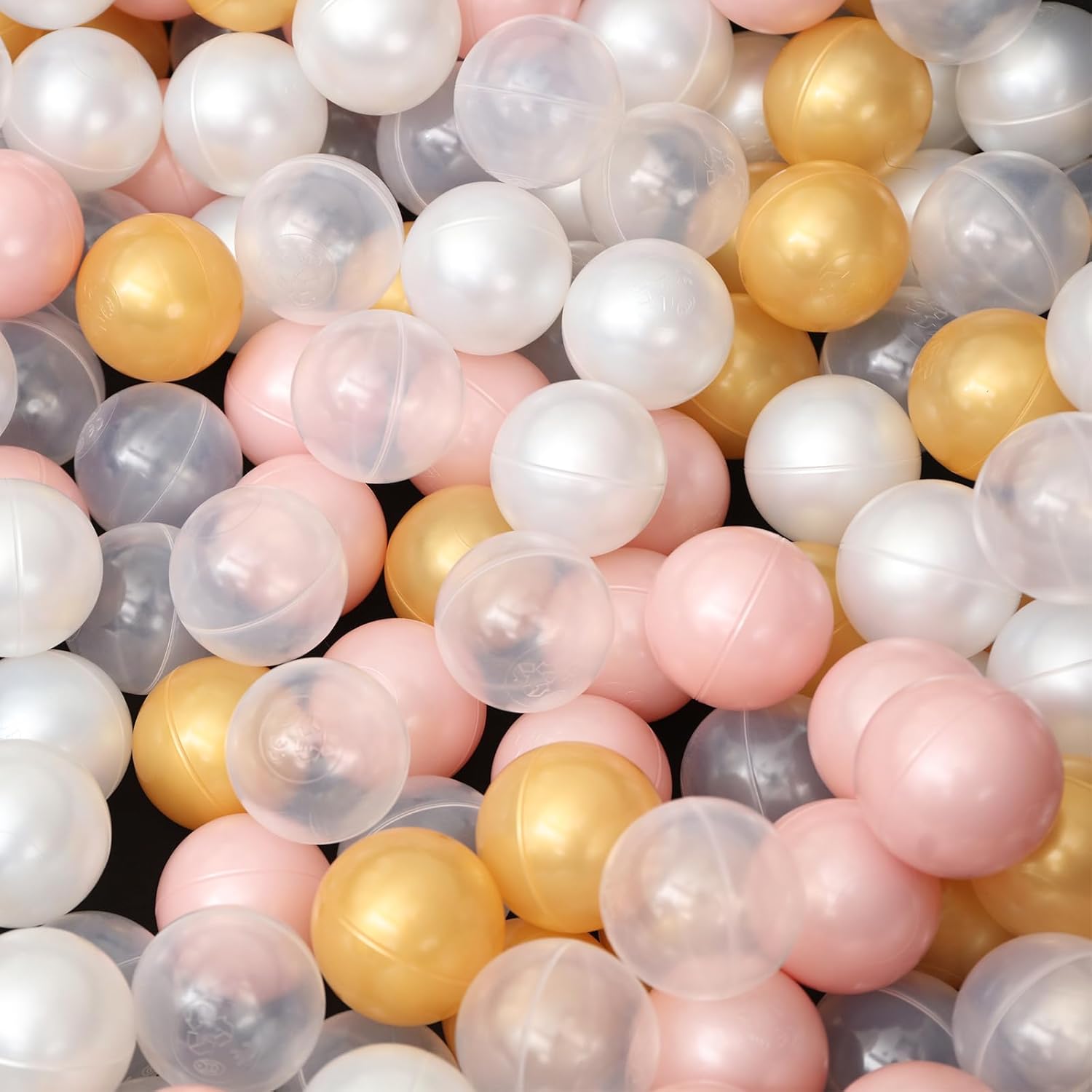 ZLEVEAYN 100 bolas para bolas, a prueba de aplastamiento, colores perlas, sin BPA, no tóxico, bolas de juego de plástico para bebés, niños,