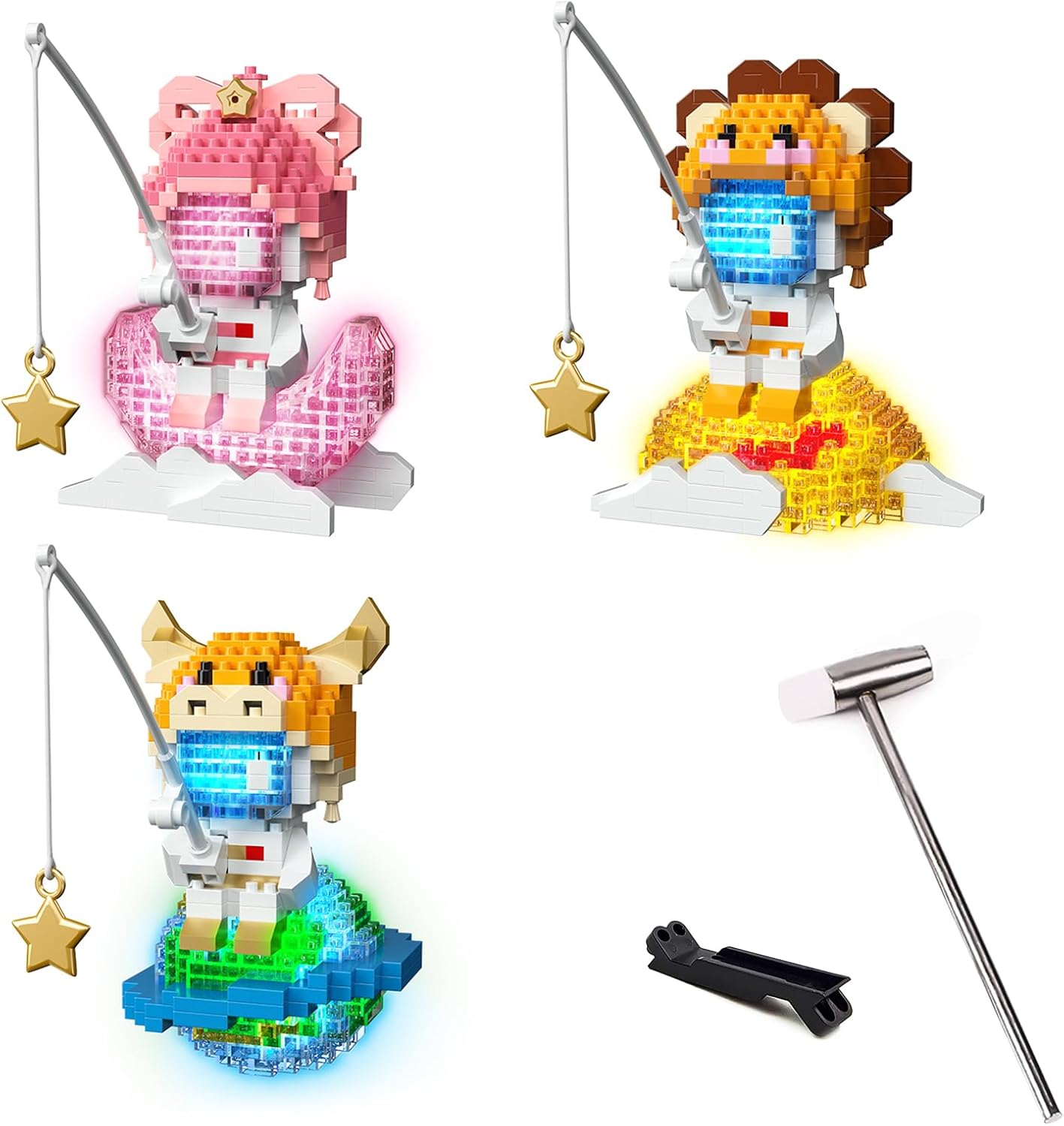 qOvOp 3 paquetes de 12 constelaciones de juguetes de construcción de microladrillos, Tauro y Leo y Virgo, juego de bloques de construcción pequeños,