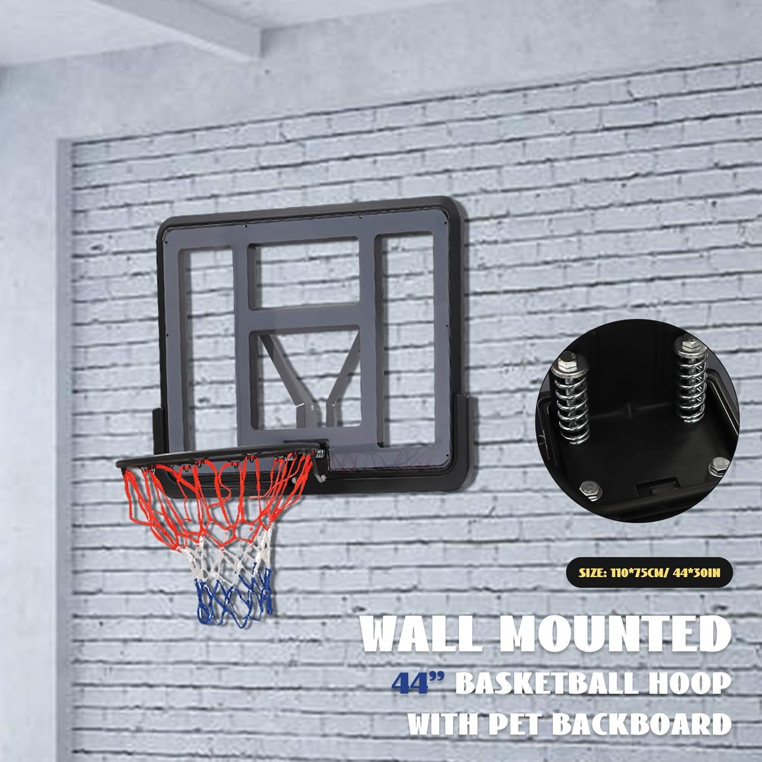 Equipo de baloncesto, borde de baloncesto de 18 pulgadas con red, combo de tablero de baloncesto y llanta, aro de baloncesto universal para