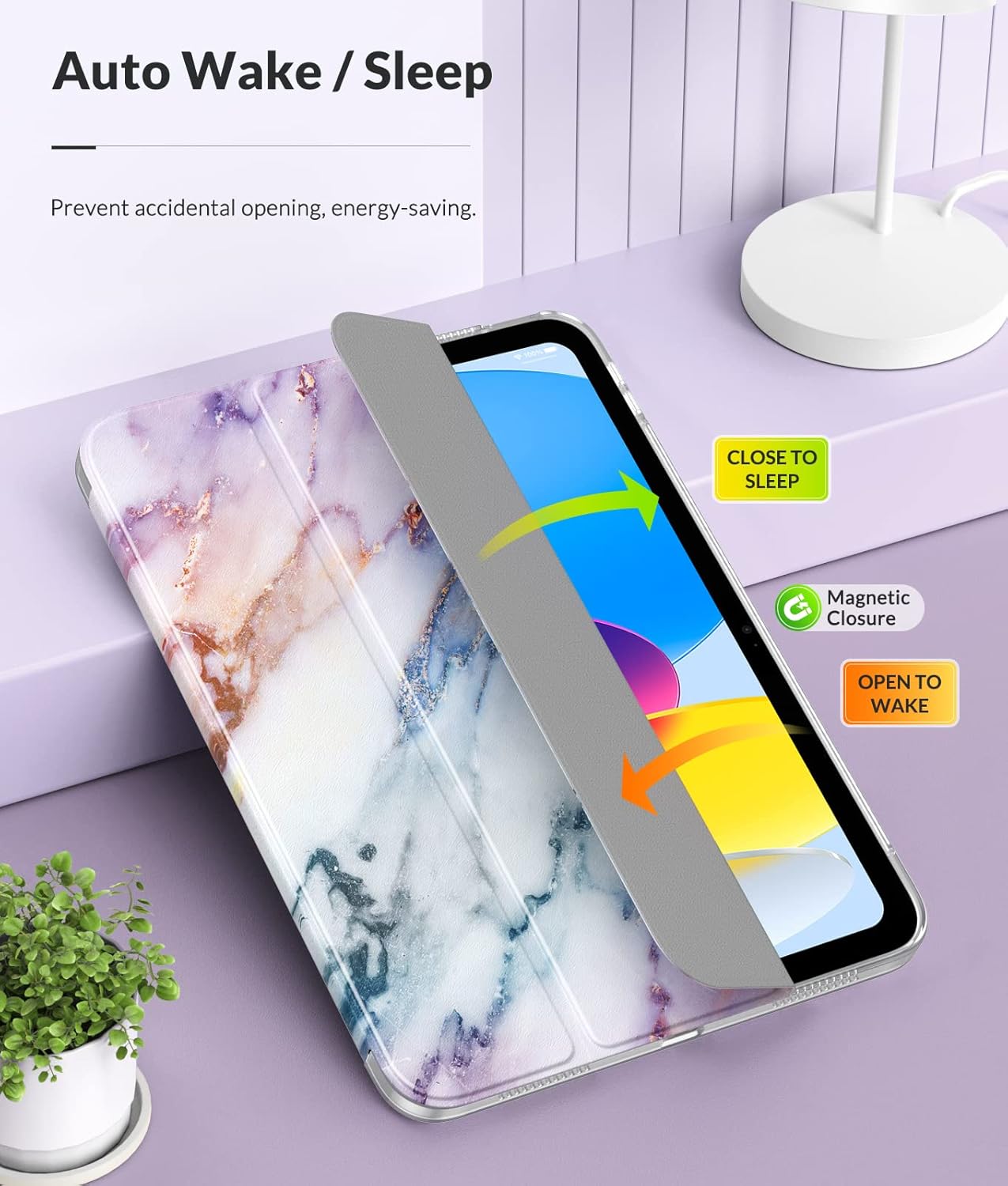 MoKo Funda para iPad de 10 generación 2022, iPad 10.9 con cubierta trasera de TPU suave translúcido esmerilado, funda protectora delgada con función