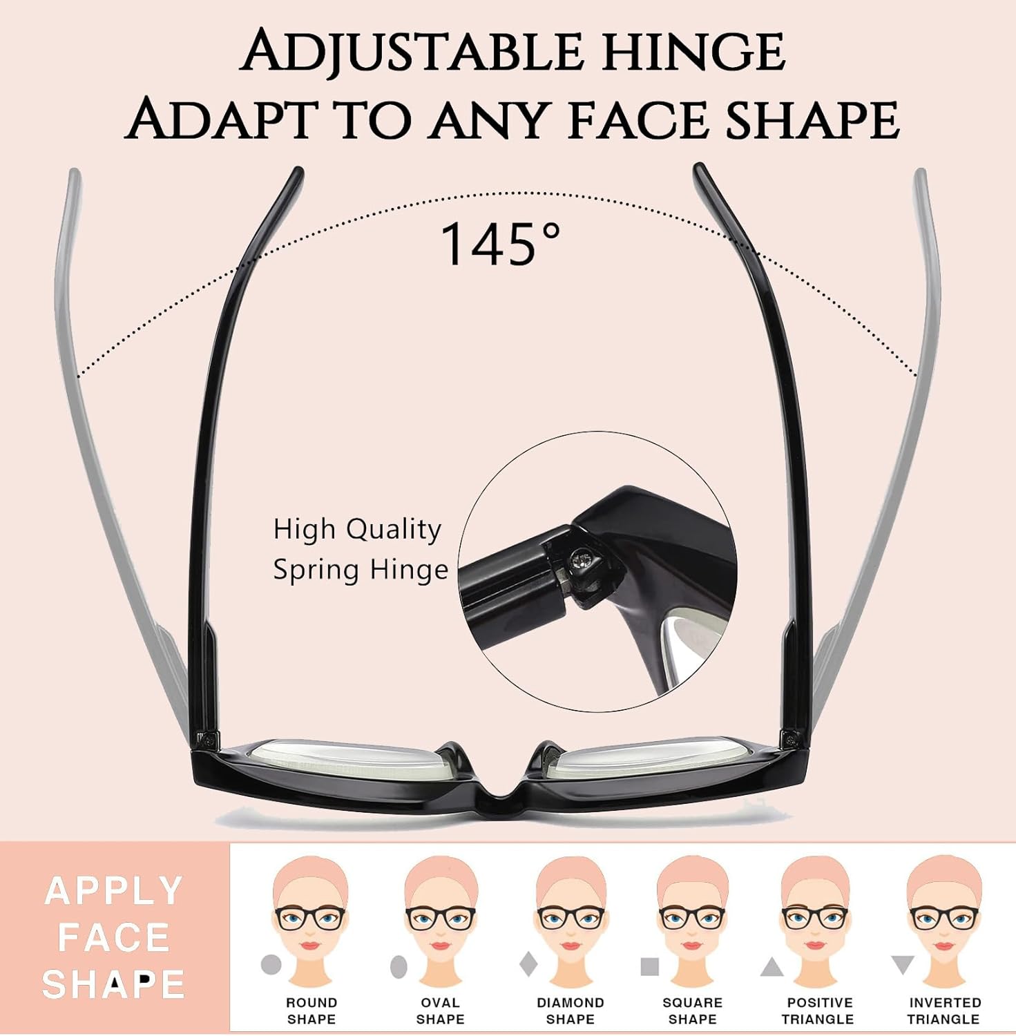 Hubeye 5 pares de anteojos de lectura cuadrados estilo Oprah para mujeres y hombres, bloqueo de luz azul, lectores de computadora con funda de cuero