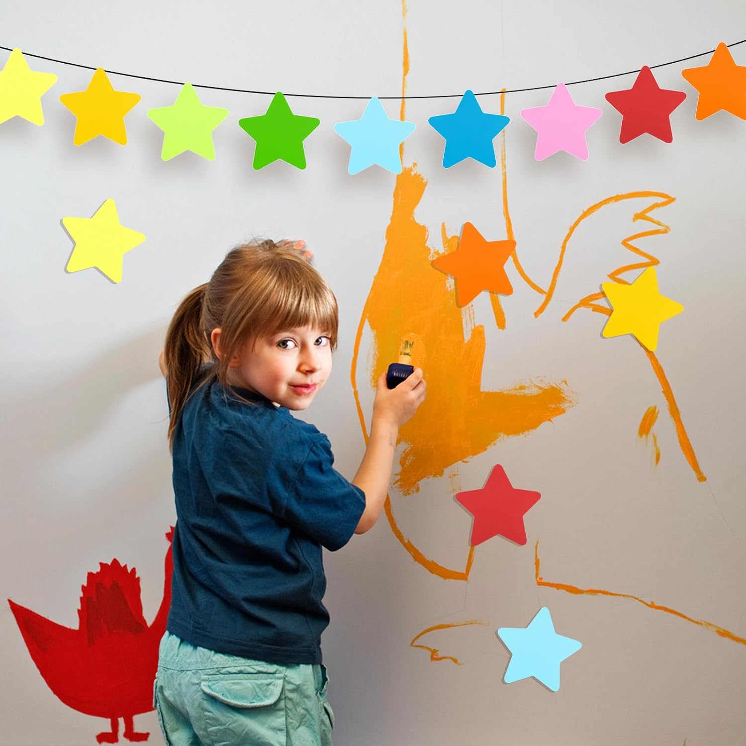 72 piezas de papel con recortes de estrella, papel colorido de estrellas de 6 pulgadas, decoración de tablón de anuncios de Star Wars para fiestas,