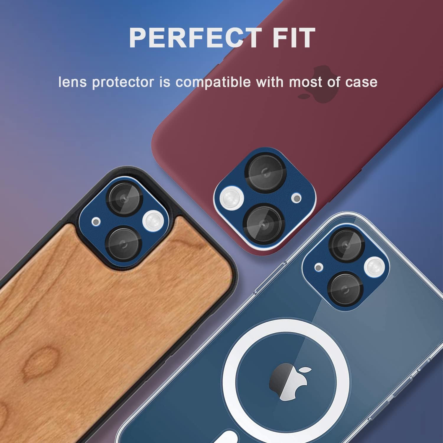 Orzero Paquete de 2 protectores de lente de cámara premium compatibles con iPhone 13 Mini, iPhone 13, metal y vidrio templado HD antiarañazos,