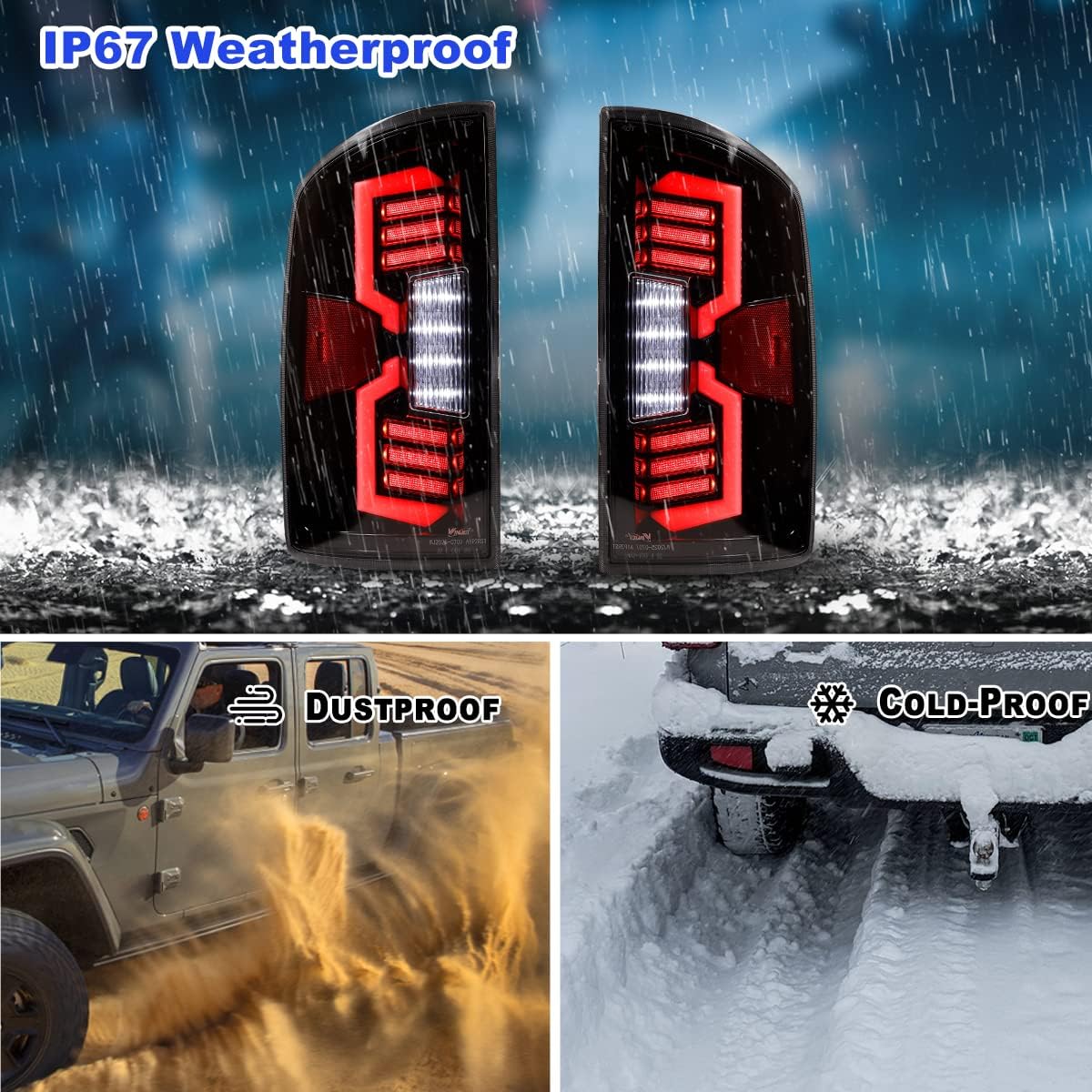 Luces traseras secuenciales LED para Dodge Ram 1500 2002-2006 y Dodge Ram 2500  3500 2003-2006, conjunto de luces traseras LED completas con señales
