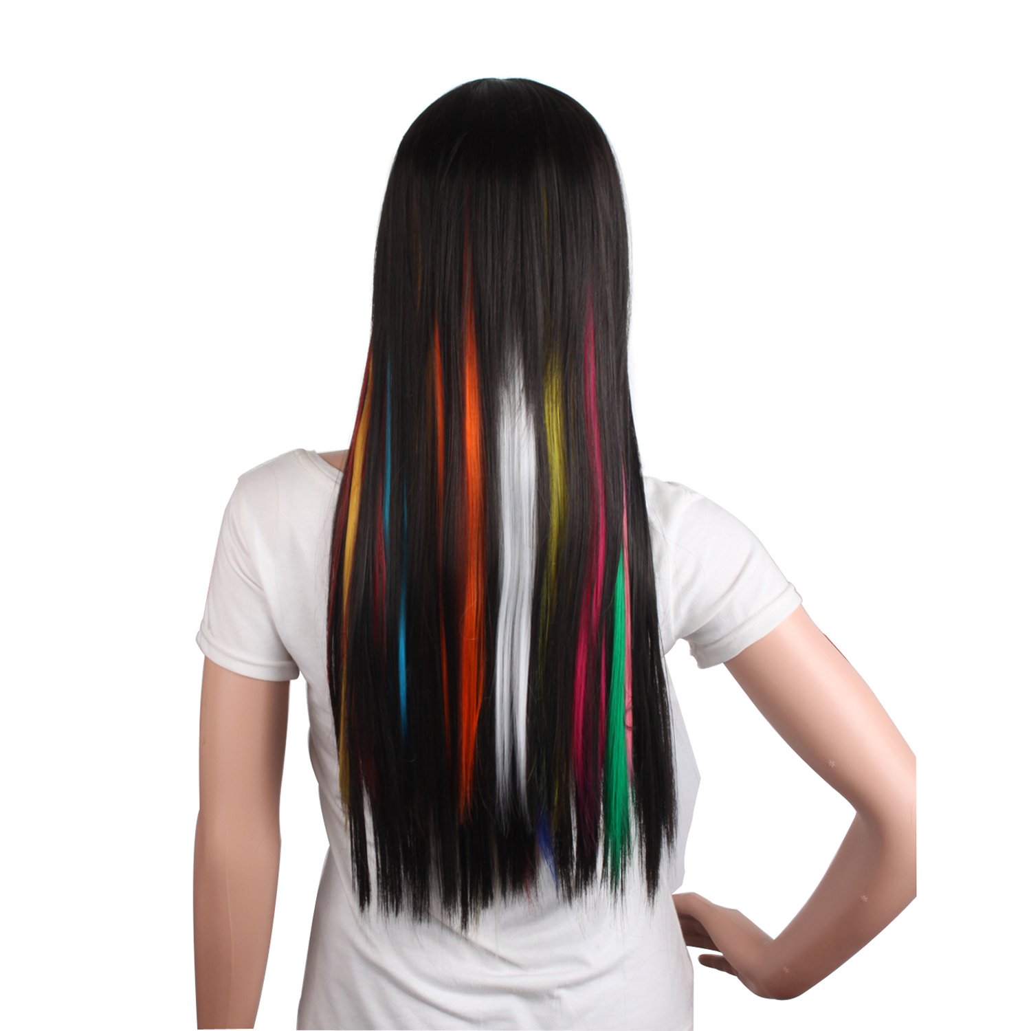MapofBeauty 20″ Clip-in pelo recto extensión de pelo pedazo (blanco)