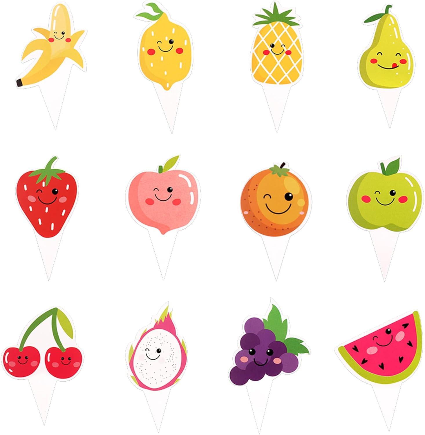 Cyodoos 24 adornos para cupcakes de frutas con sabor a fruta de Tutti  Tropical Summers Kids Happy Birthday Cake Toppers  Sandía, limón, fresa,