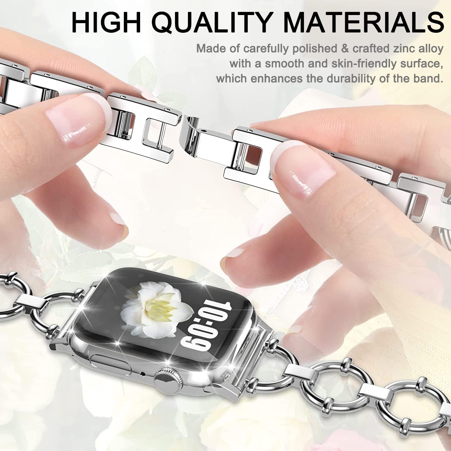 Miimall Compatible con Apple Watch Band de 3840414244451.929 in para mujeres y niñas, correa fina de acero inoxidable para Apple Watch Ultra 2Ultra