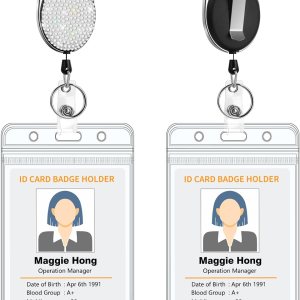SAVORI Paquete de 2 soportes retráctiles con clip para cinturón, soporte para tarjetas de identificación, llavero con diamantes de imitación, SAVORI Paquete de 2 soportes retráctiles con clip para cinturón, soporte para tarjetas de identificación, llavero con diamantes de imitación,