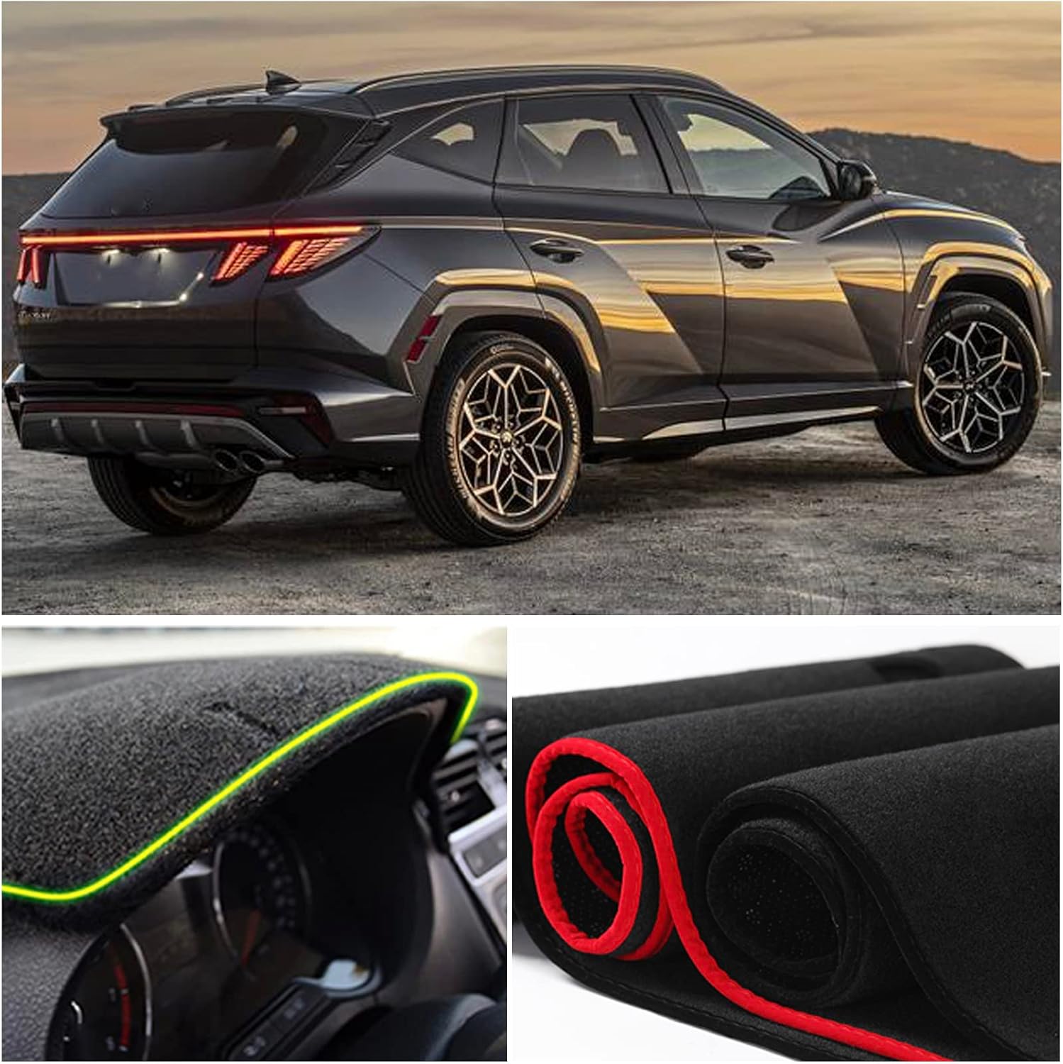 Cubierta del tapete para salpicadero, consola central interior personalizada compatible con Hyundai Tucson SUV SE SEL Limited 2022 2023, accesorios