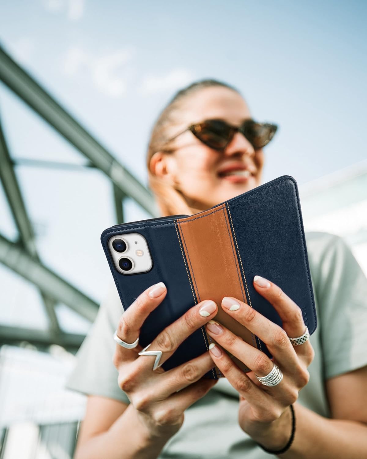 TUCCH Funda para iPhone 12 ProiPhone 12 5G, piel sintética, con función atril ranura para tarjetas funda funda interior de TPU protectora compatible