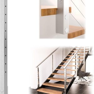 Muzata Poste de escalera de montaje lateral de 36 x 2 x 2 pulgadas, apto para 25 a 35 grados, poste de barandilla de cable de escalera, parte Muzata Poste de escalera de montaje lateral de 36 x 2 x 2 pulgadas, apto para 25 a 35 grados, poste de barandilla de cable de escalera, parte