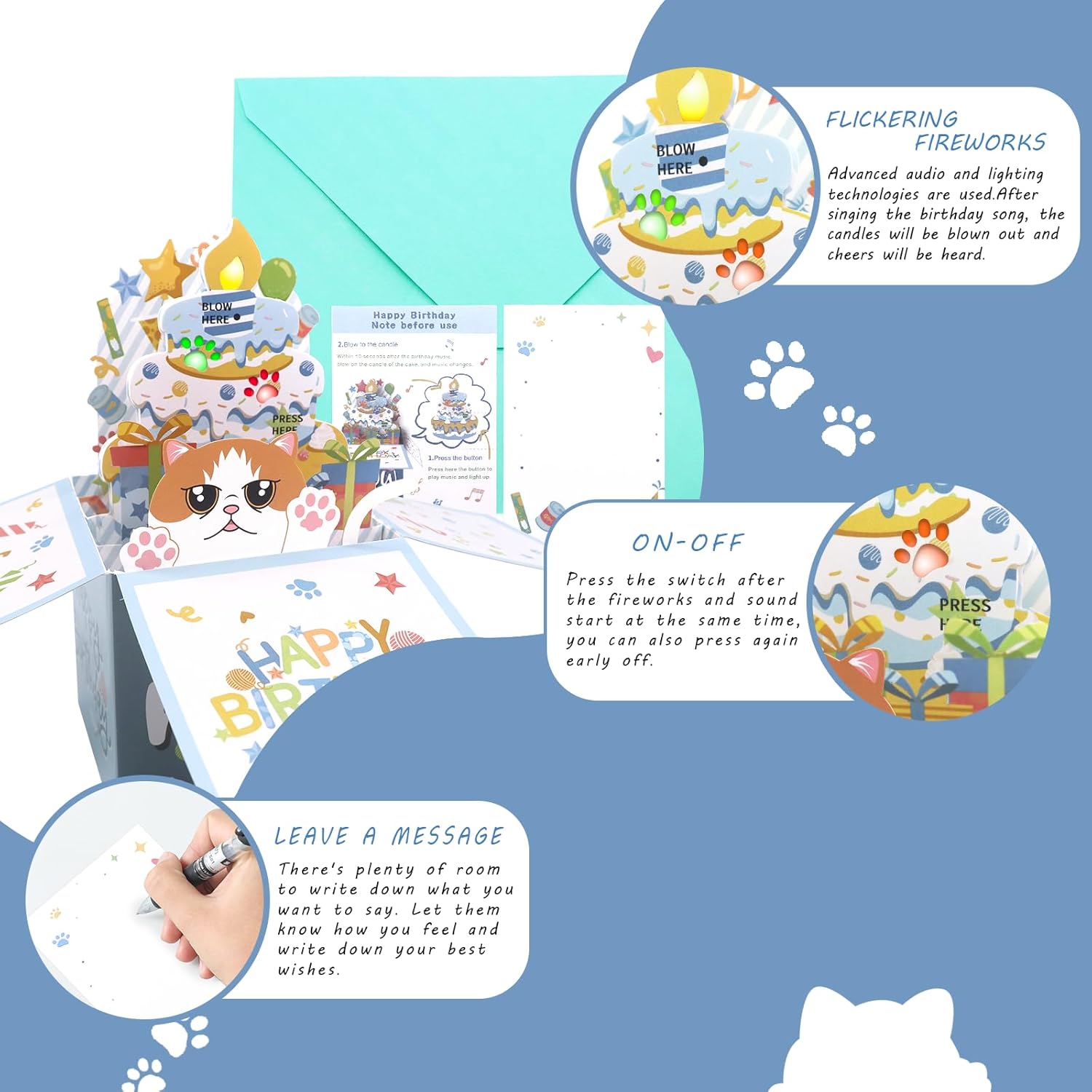 DTESL Tarjetas de cumpleaños divertidas 3D desplegables, tarjeta de cumpleaños de gato Garfield en 3D para mujeres, tarjetas de felicitación de mamá