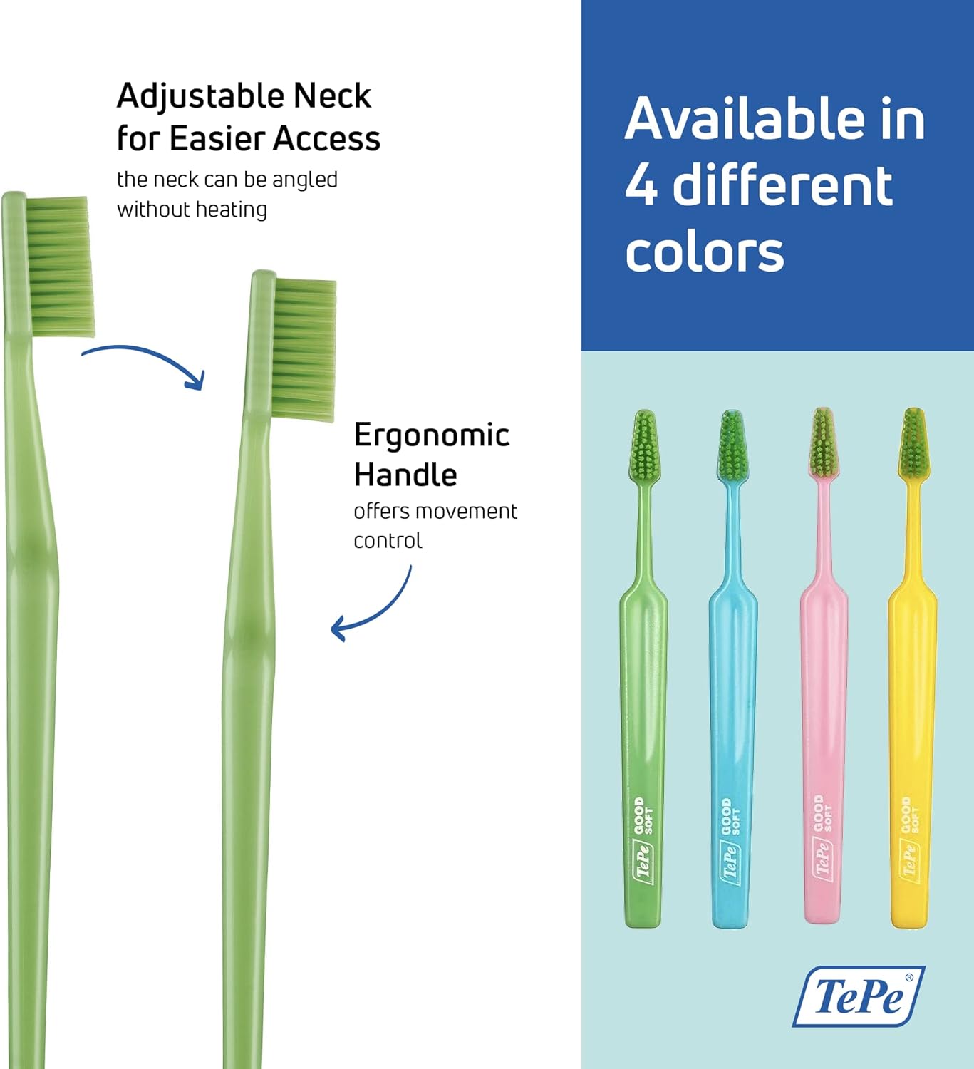 TEPE Good – Cepillo de dientes de cerdas suaves para adultos y adolescentes, paquete de 1, regular