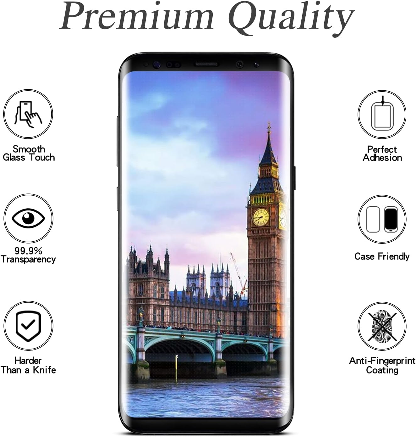 MAYtobe Protector de pantalla de vidrio para Samsung Galaxy S9, vidrio templado curvado 3D, compatible con fundas, antiarañazos, sin burbujas, fácil