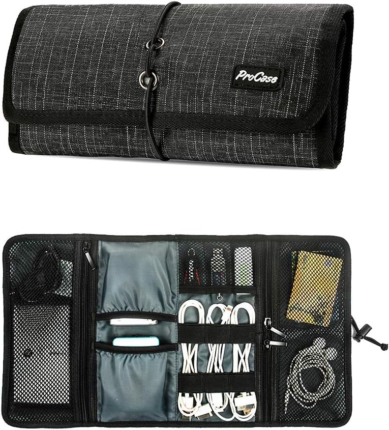 ProCase – Organizador para viaje de equipo. Bolsa para organizar los accesorios electrónicos. Estuche de viaje para ordenar los cables. Botiquín y