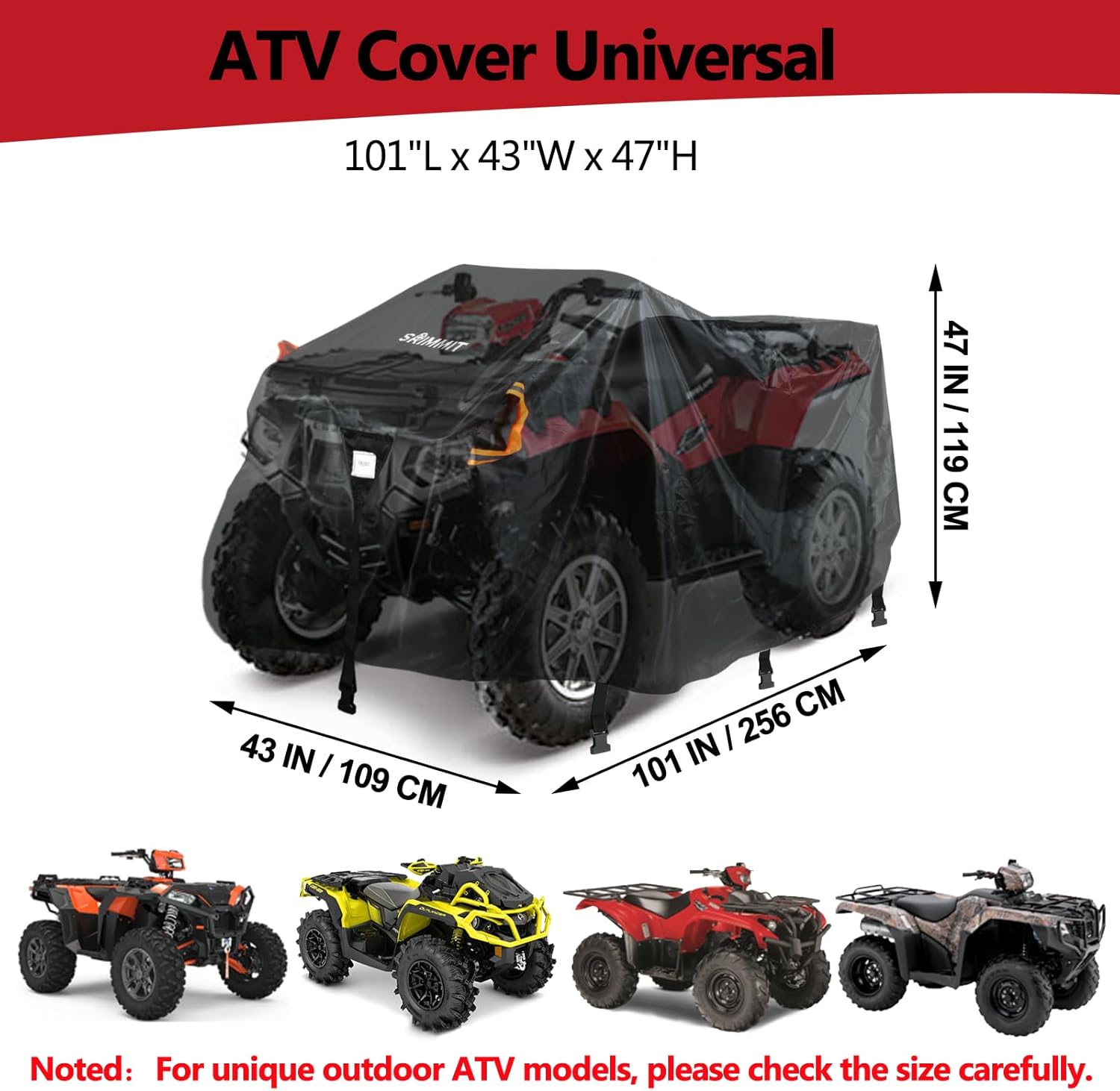 Cubierta mejorada para cuatrimoto, resistente al agua, para exteriores, para todo tipo de clima, apta para Kawasaki, Honda, Polaris, Yamaha, Arctic