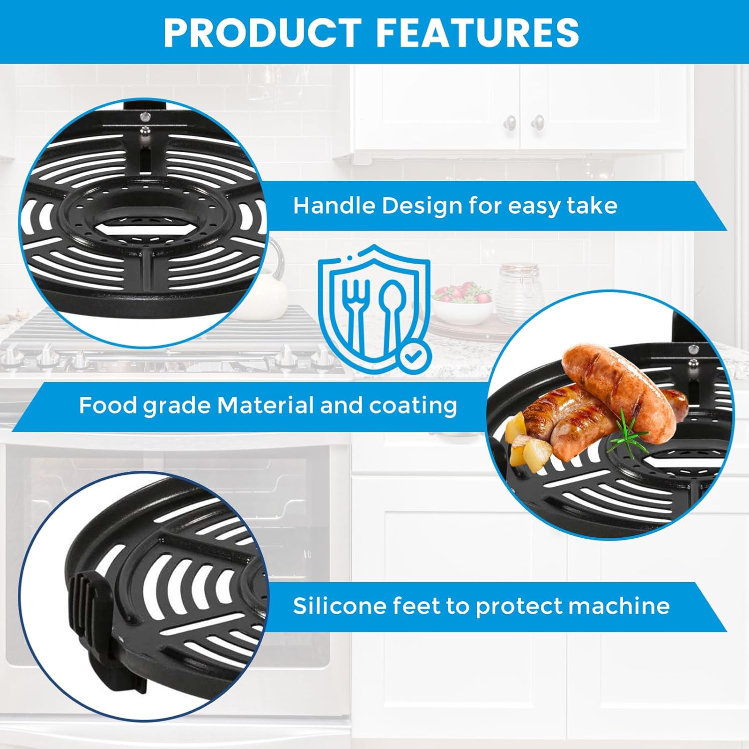 Sartén para freidora de aire Ninja FD302 OL501 6.5 cuartos de galón de presión y freidora de aire, bandeja redonda de 9.7 pulgadas, accesorios para