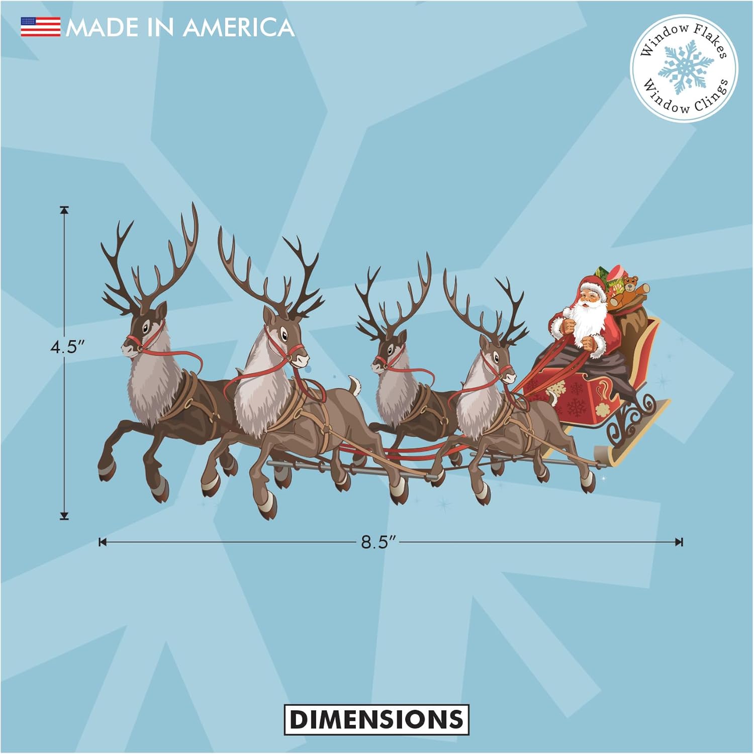 Adhesivos de Navidad para ventana, dos trineos de Papá Noel y renos, vinilo reutilizable no adhesivo para ventanas y puertas, decoración del hogar,