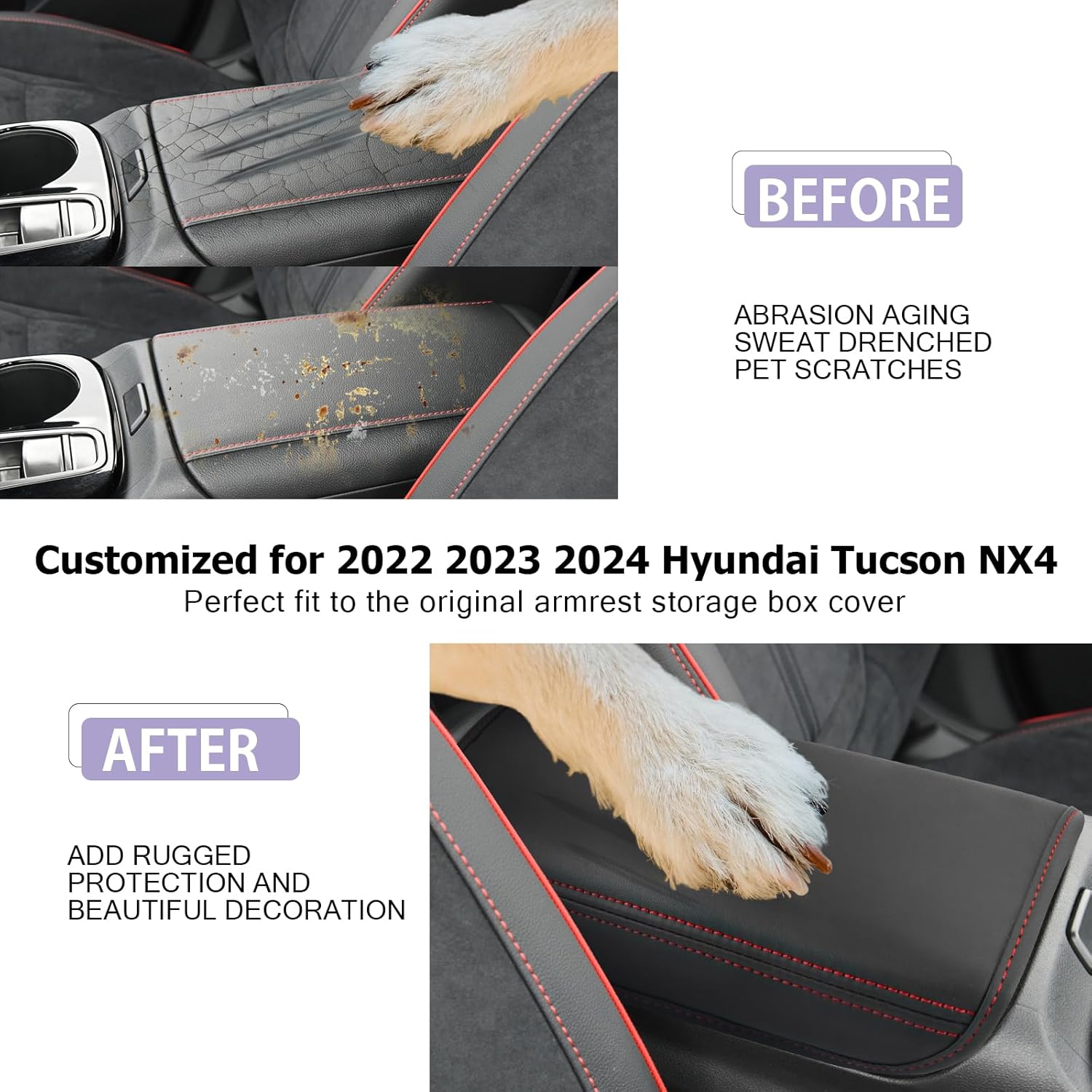 Funda para consola central Tucson 2024 2022-2024 Hynudai Tucson Funda para reposabrazos Tucson de cuero suave 2023 Tucson SEL 2024 2024 2023