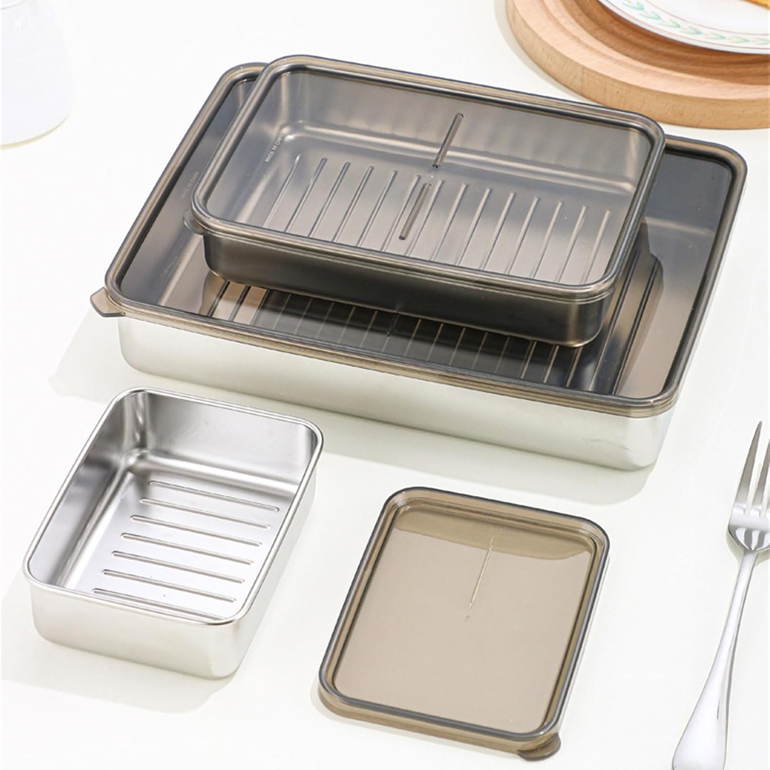 Cajas apilables de preparación de comidas, contenedor de alimentos de acero inoxidable con tapas de sellado, caja de almuerzo reutilizable de Bentos