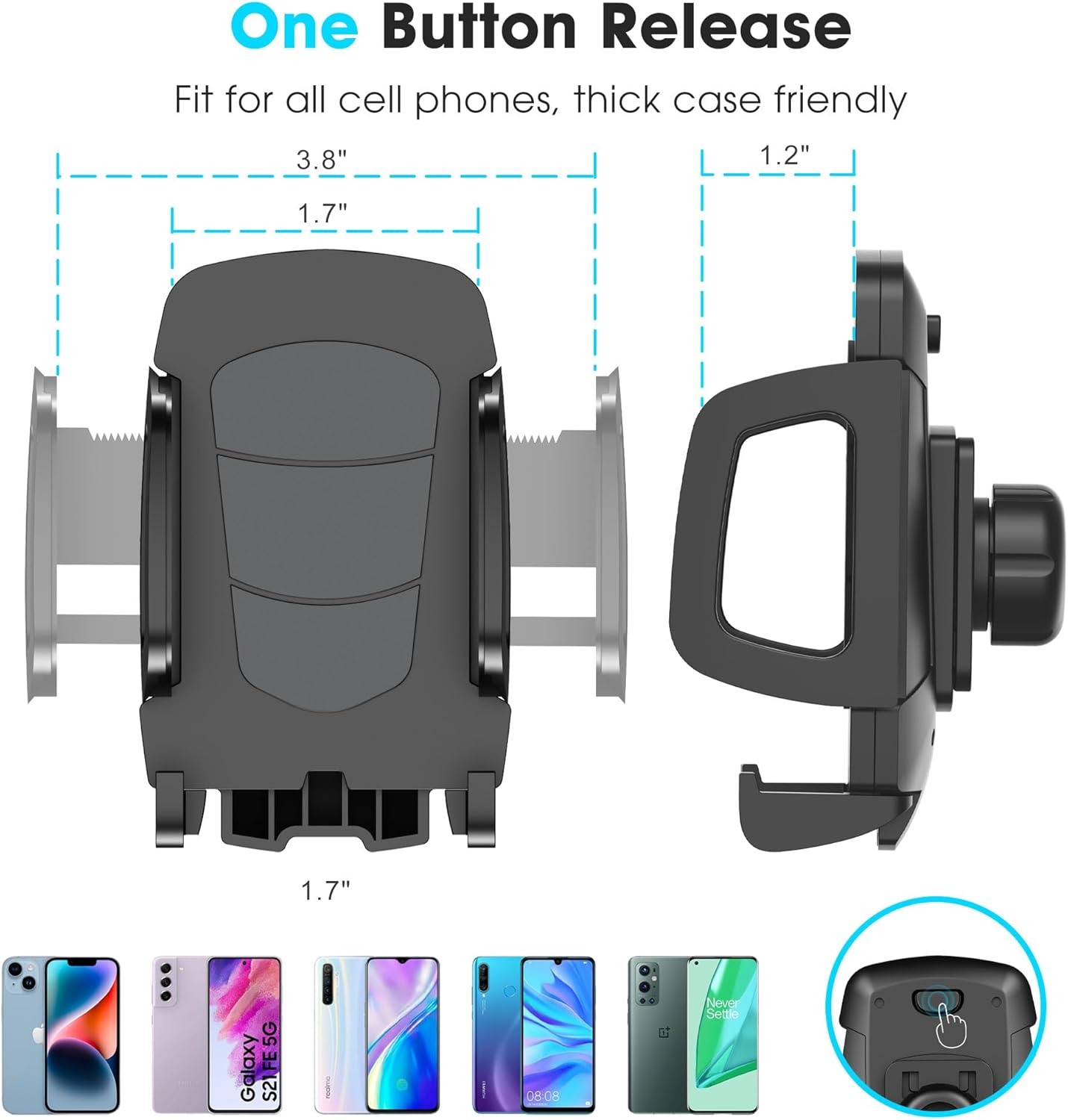 Soporte de teléfono para automóvil, soporte para teléfono celular, soporte universal ajustable de cuello de cisne para coche, camión, compatible con