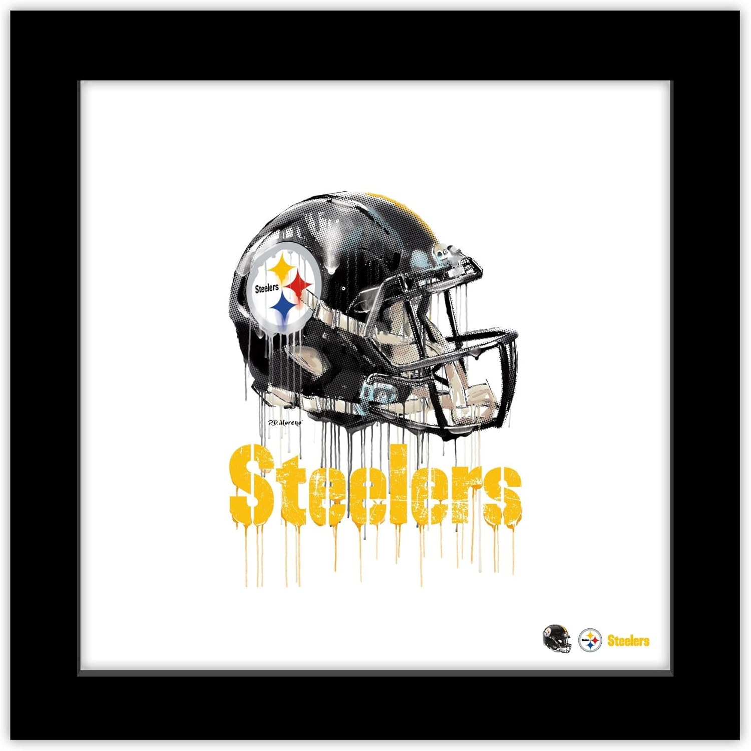 Trends International Gallery Pops NFL Pittsburgh Steelers – Póster de pared con casco de goteo, 12.00 x 12.00 pulgadas, versión del marco negro