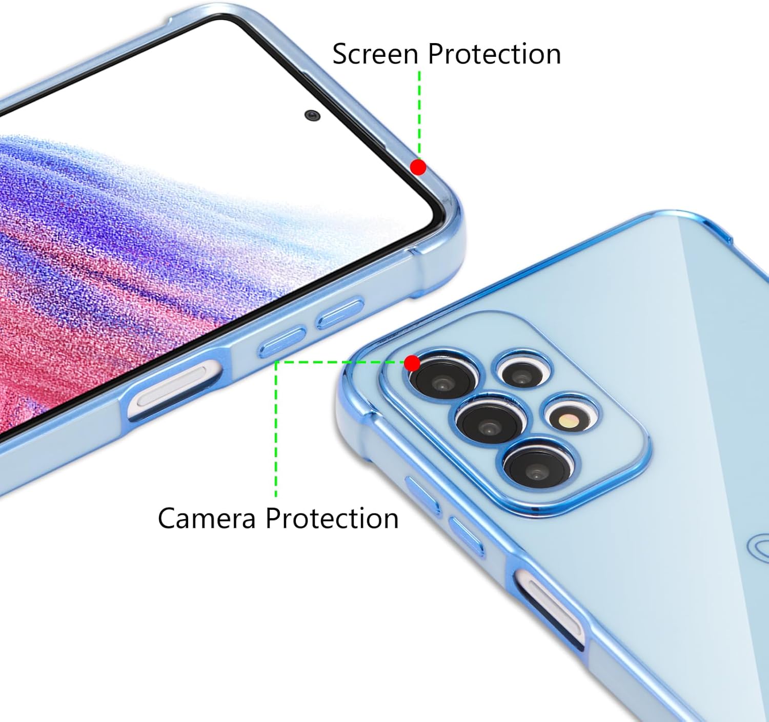 ZTOFERA Funda Samsung Galaxy A23 4G5G, bonito borde chapado con patrón de corazones de amor con protección para lente de cámara, funda para Galaxy