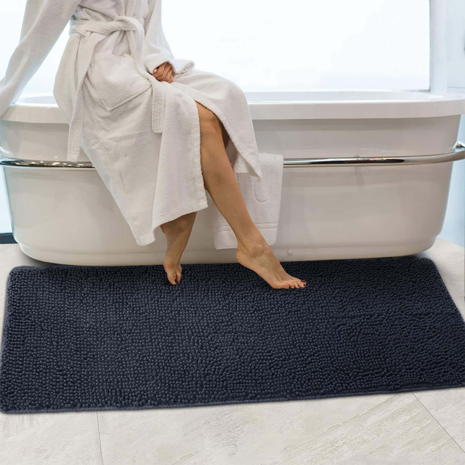 Secura Housewares – Alfombra de baño de microfibra suave, antideslizante, para puerta, baño y dormitorio absorbe el agua, lavable a máquina