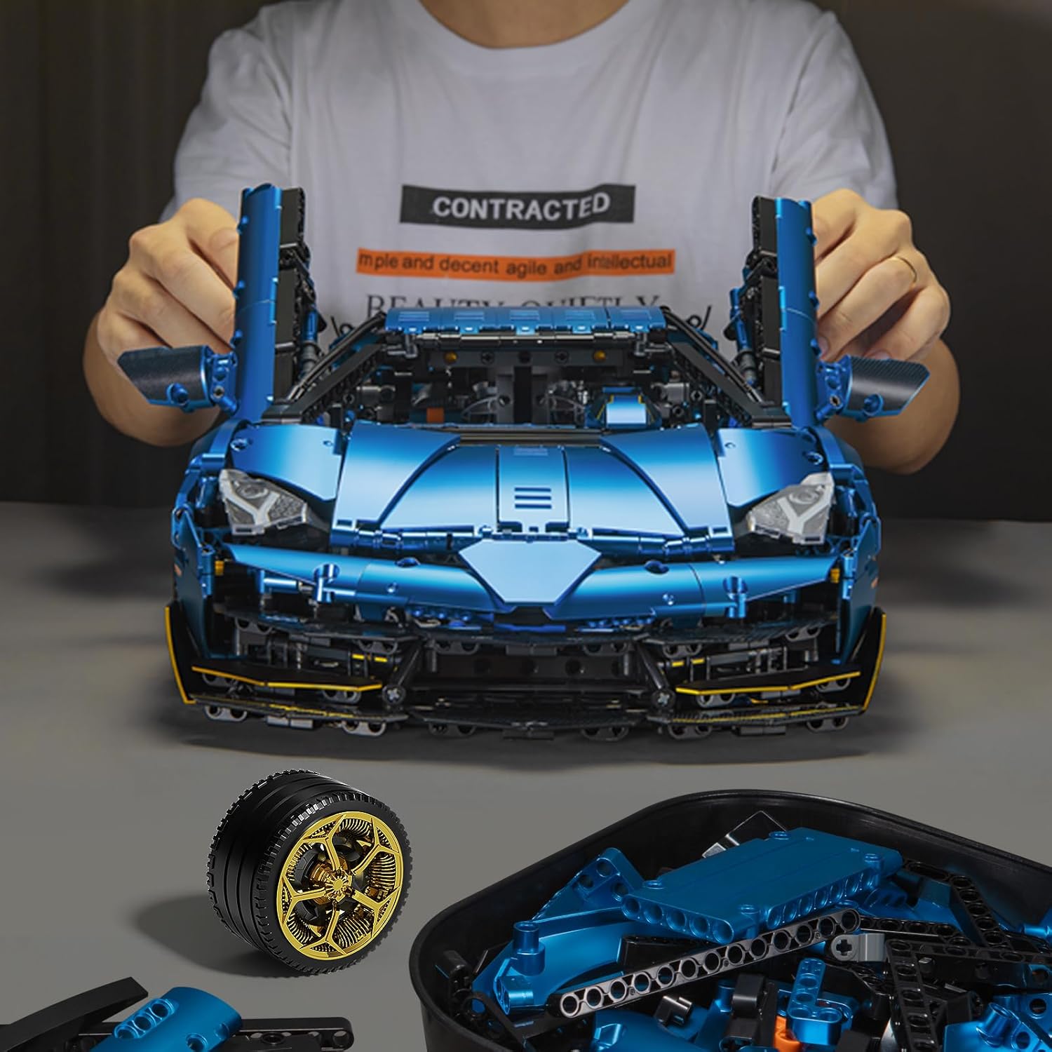 ZYLEGEN Lambo – Juego de construcción de autos de carreras, modelo Hypercar, juguete de ingeniería, superauto a escala 18, kit de coche deportivo