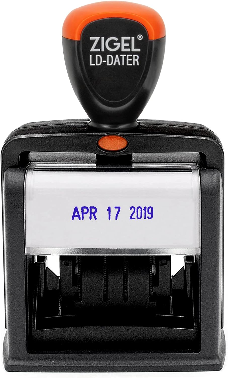 ZIGEL Sello de fecha autoentintado estilo resistente, tamaño profesional de fecha grande (LD56), tinta azul