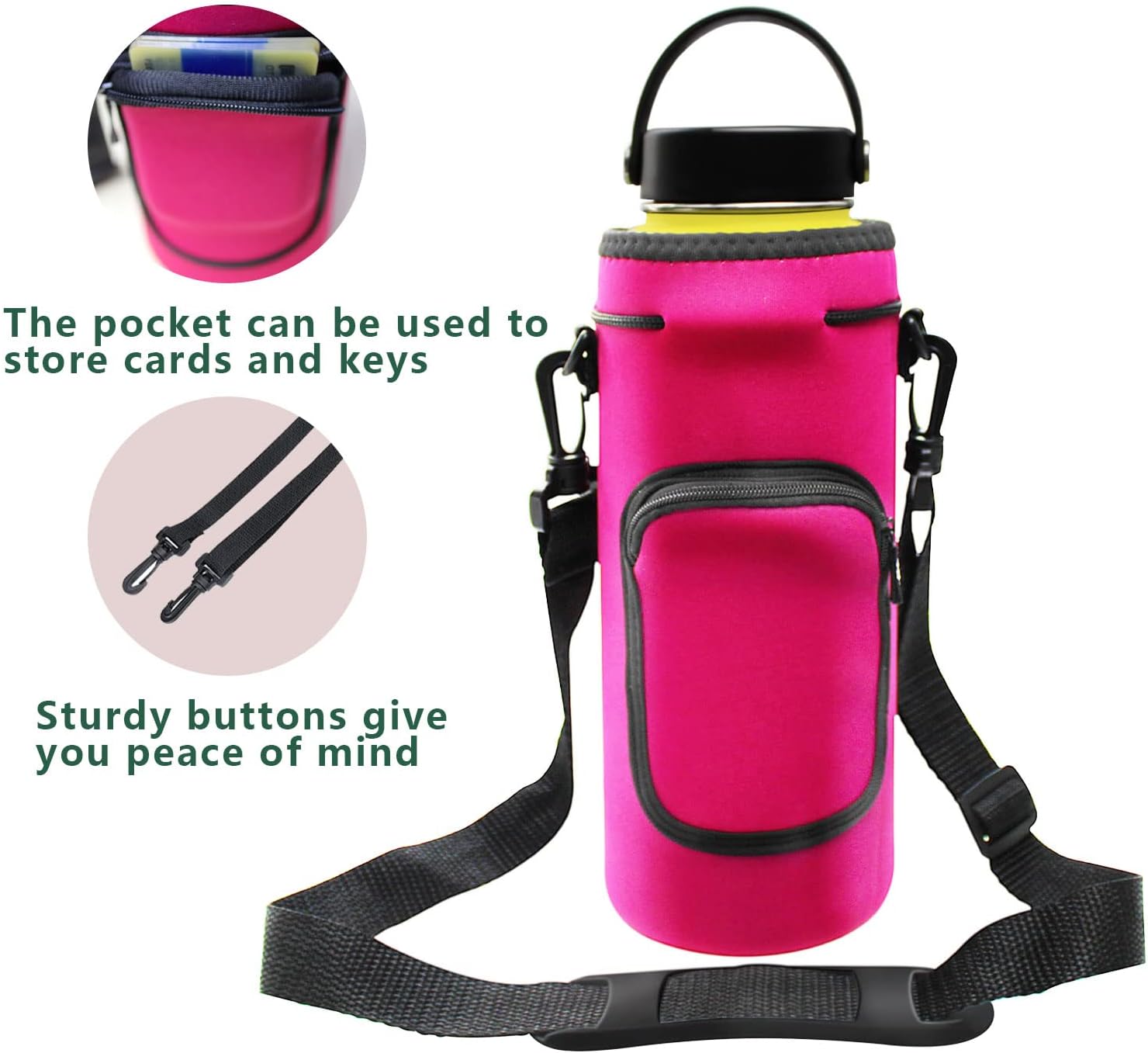 Orchidtent Hydro Flask – Funda de neopreno para botella de agua de 40 onzas, soporte para botella de agua aislada, correa de hombro acolchada