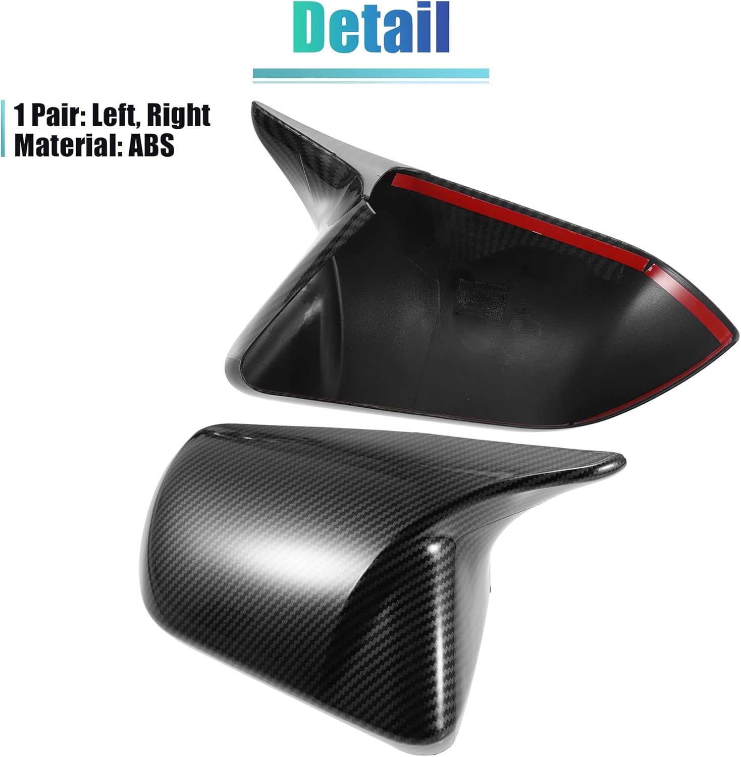 X AUTOHAUX 1 par de cubierta de espejo retrovisor lateral de ala de puerta, carcasa de fibra de carbono, color negro para Ford para Mustang 2015-2022