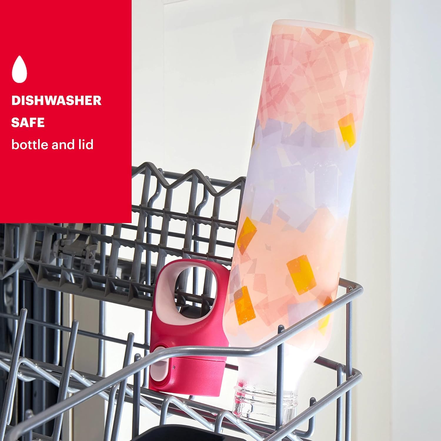 Pyrex – Botella de agua de vidrio que cambia de color con revestimiento de silicona Capas llamativas, 17,5 onzas