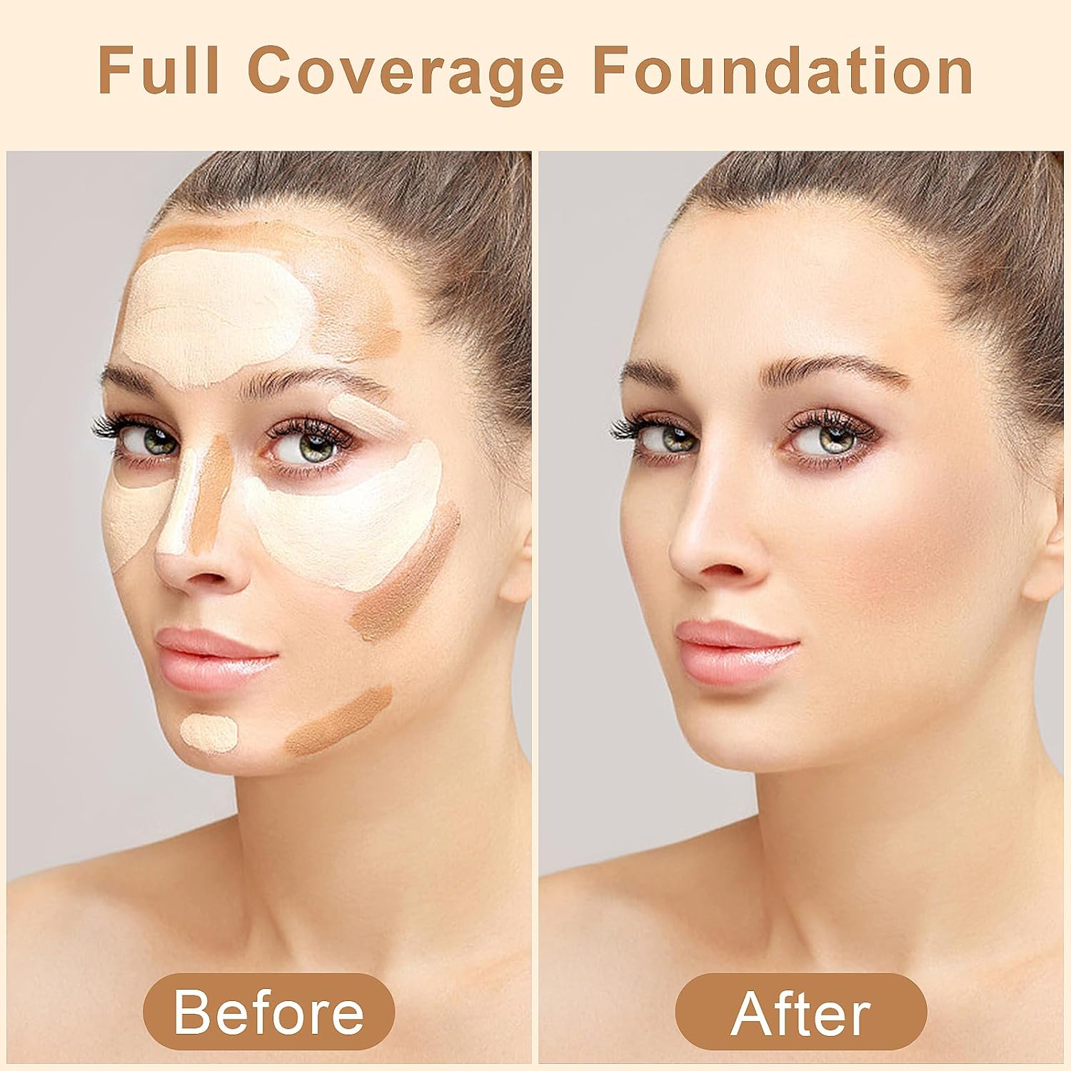 Juego de base sedosa con brocha de maquillaje suave, fórmula transpirable, ligera, hidratante, base de cobertura completa para un maquillaje