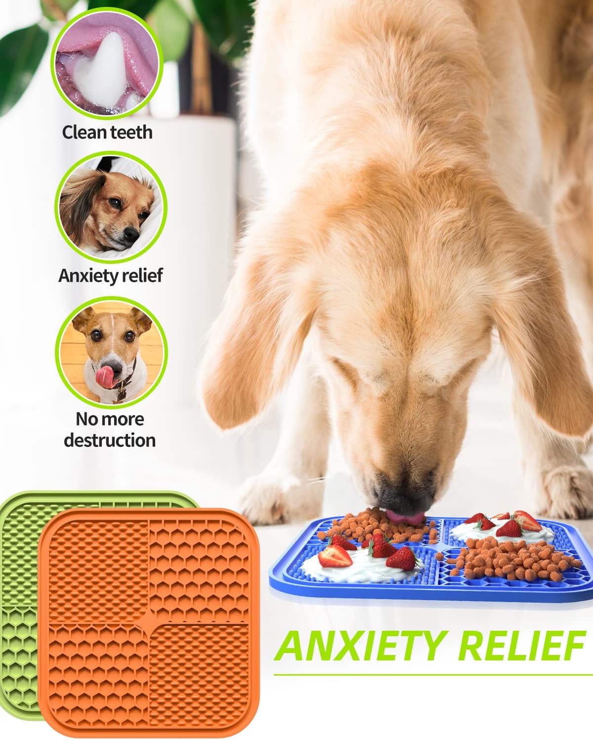 Tapete para lamer perros y gatos  Paquete de 2 almohadillas de alimentación lenta para cachorros, almohadillas para lamer mascotas para perros