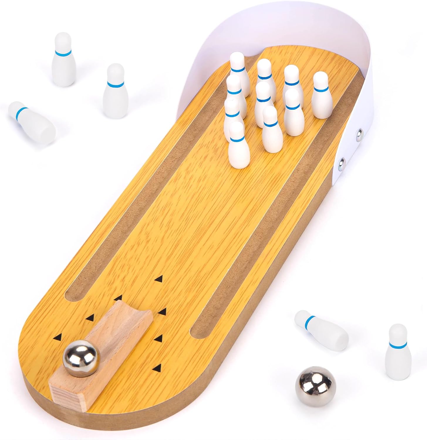 MCPINKY Juego de 18 mini bolos, mini juego de bolos de mesa, juego de bolos de escritorio, juguete pequeño para el hogar, bolera para oficina,