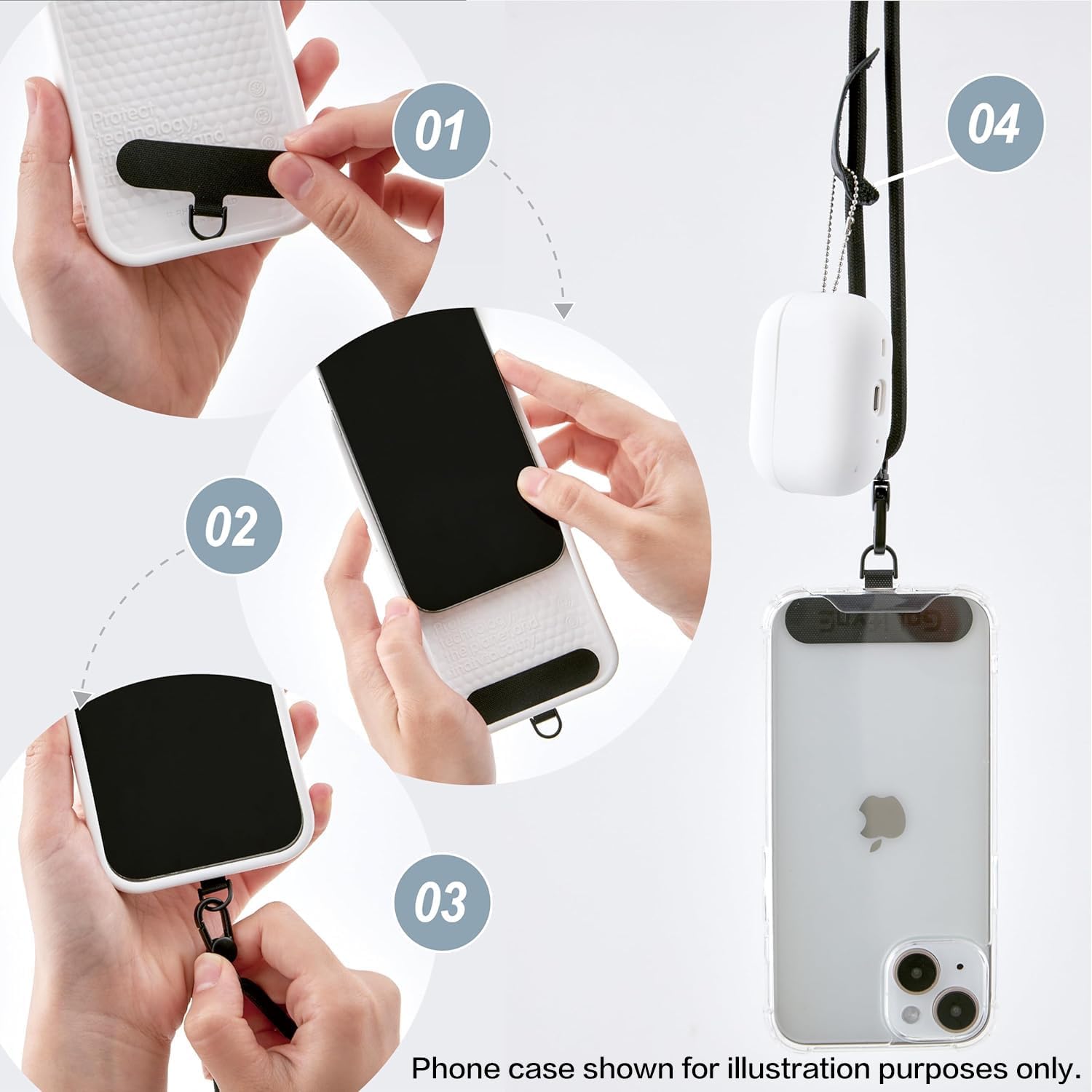 Golifyne Cordón universal para teléfono, correa cruzada antirrobo para iPhone 15 Pro Max y la mayoría de teléfonos inteligentes, soporte ajustable