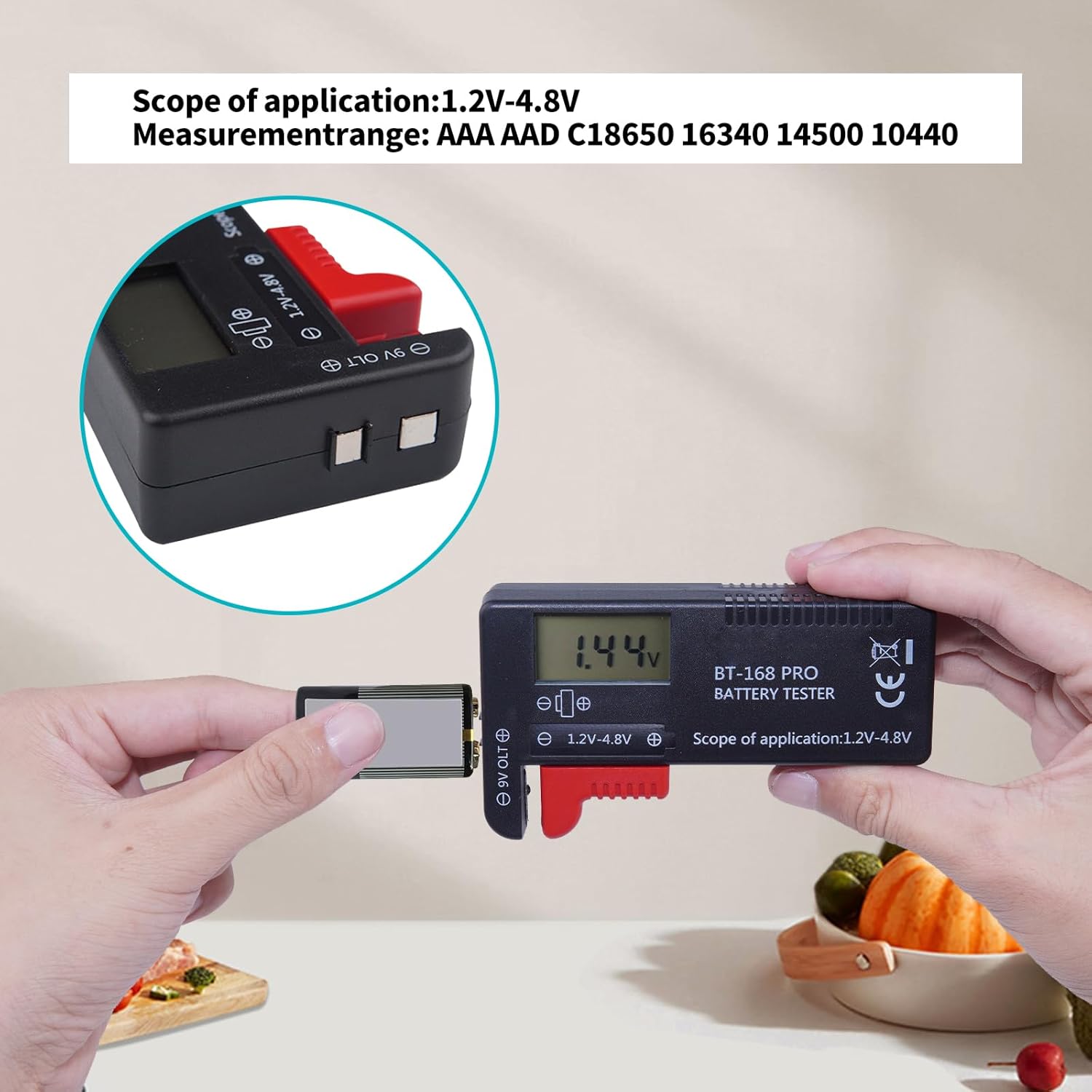 Comprobador de batería, comprobador de batería con pantalla digital para AA AAA, C, D, 9 V, 1.5 V, comprobador de pilas de botón, verificador de
